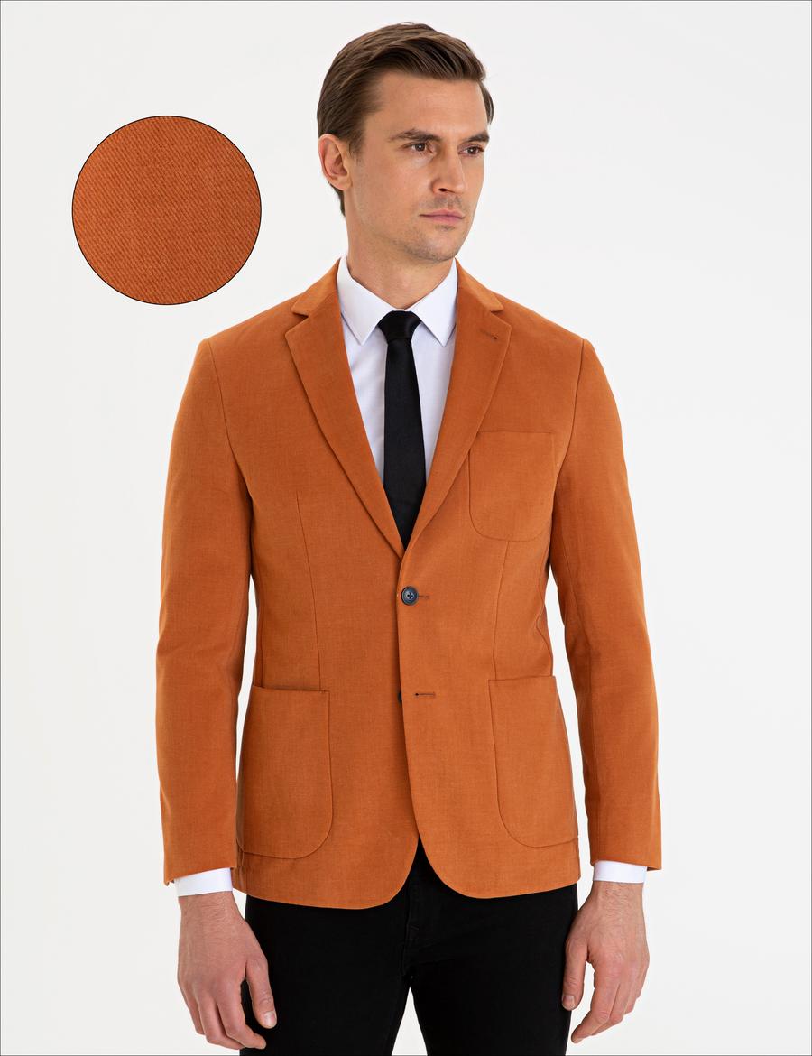Camel Slim Fit Ceket