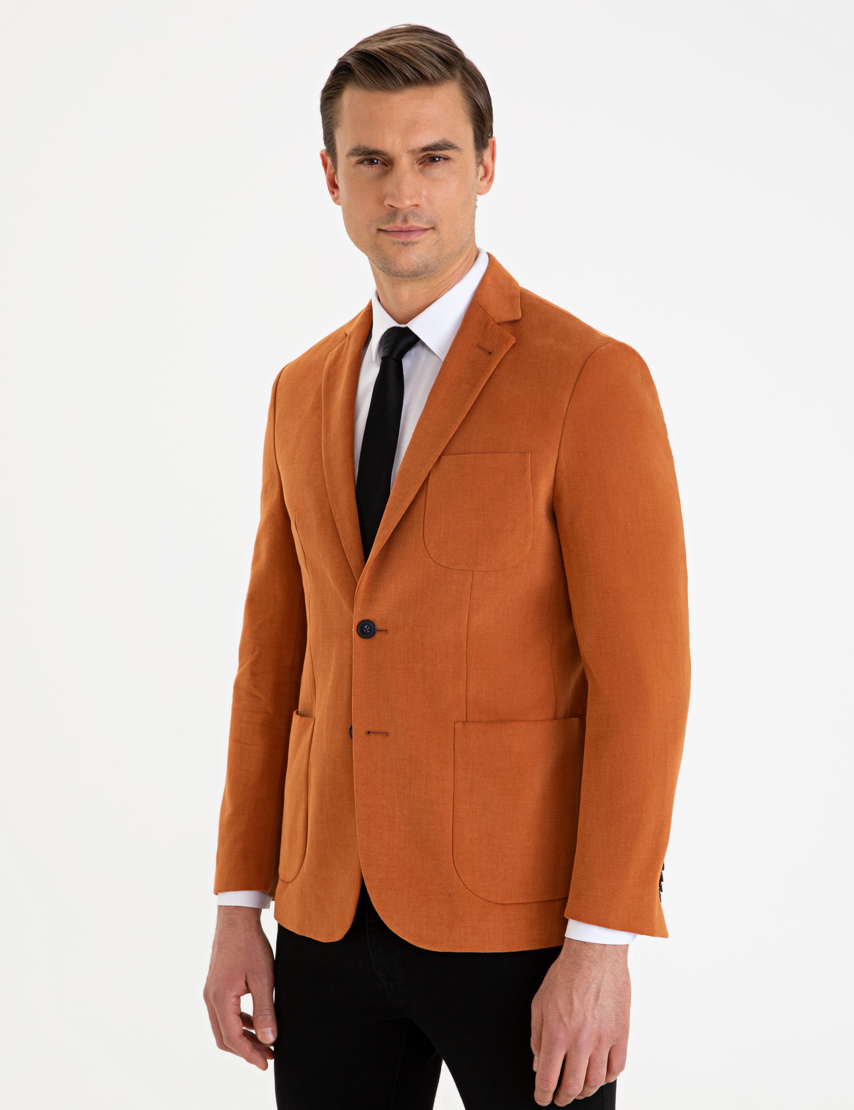 Camel Slim Fit Ceket