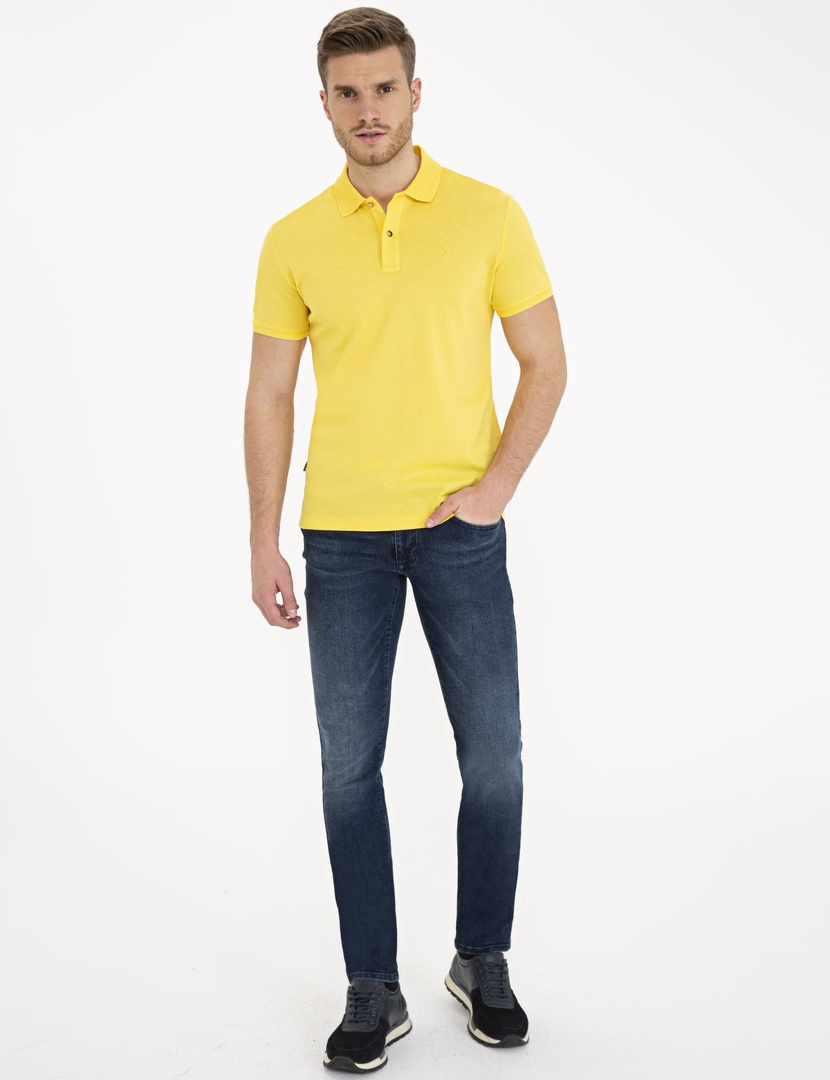 Sarı Slim Fit Basic Tişört - 50232388161
