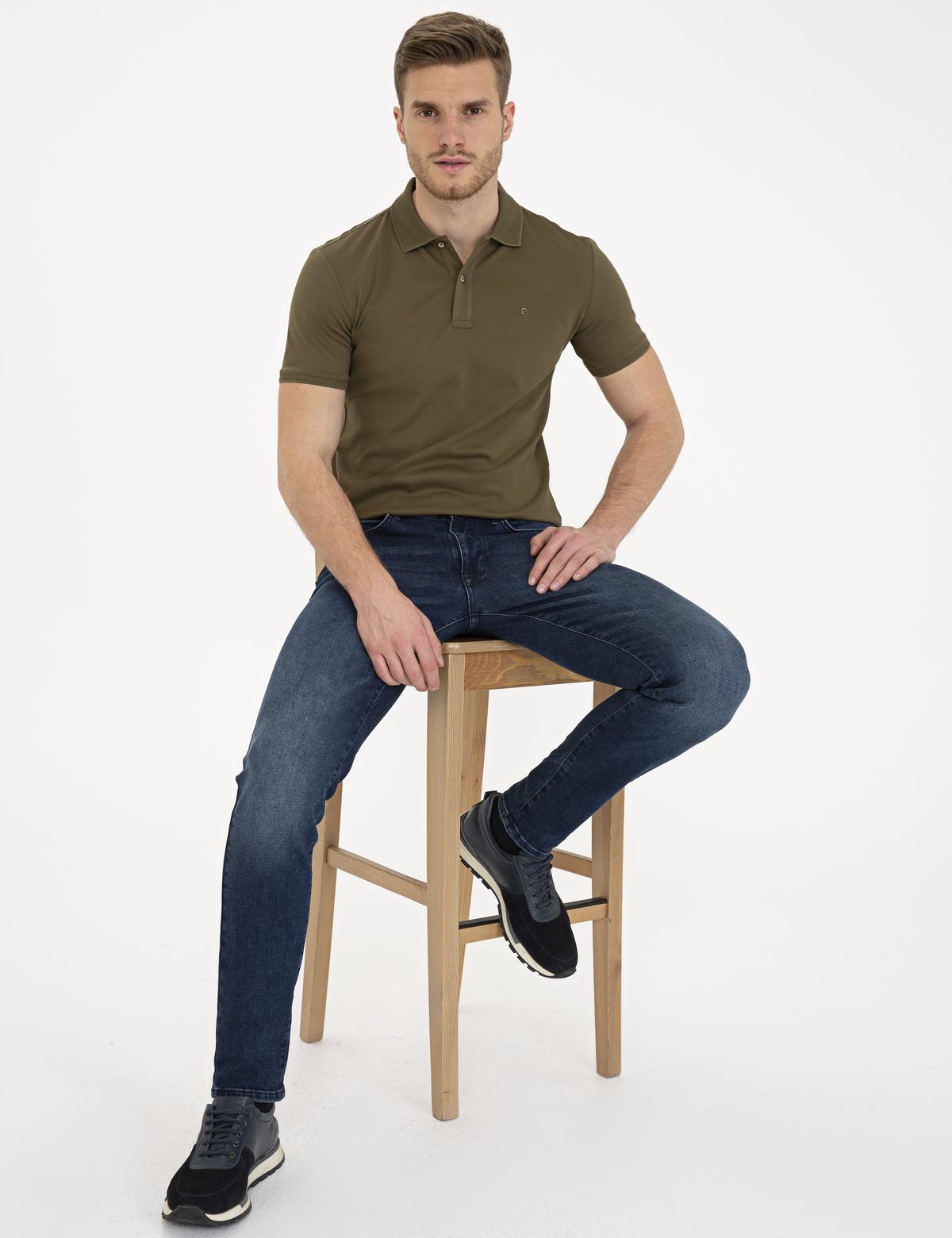 Açık Haki Slim Fit Basic Tişört - 50232388037