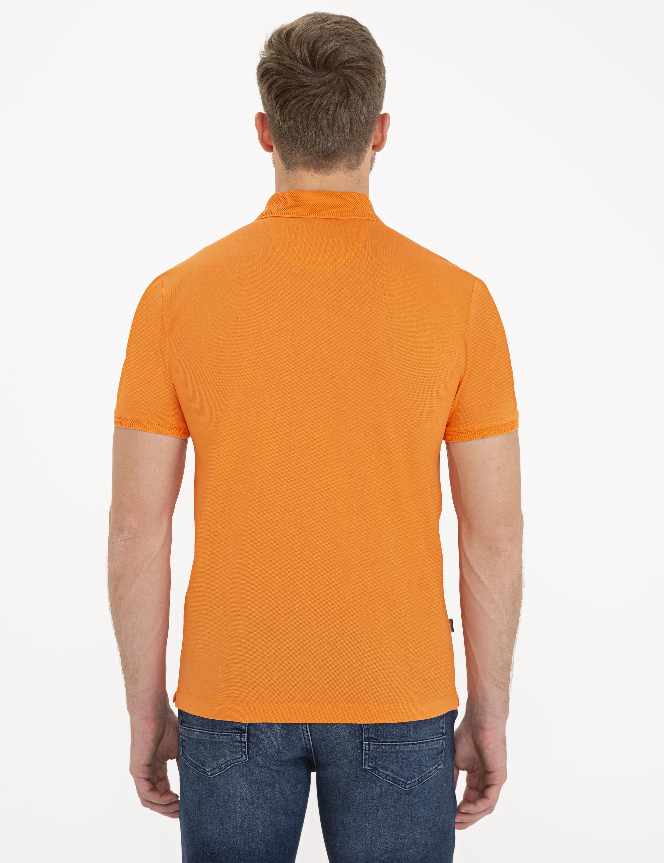 Turuncu Slim Fit Polo Yaka Basic T-Shirt