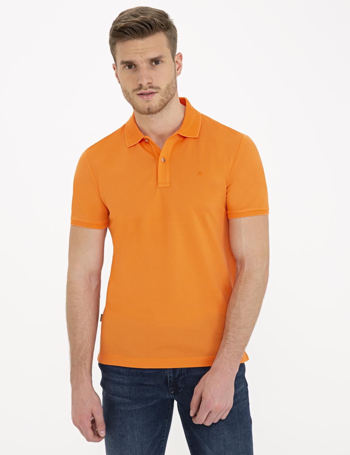 Turuncu Slim Fit Polo Yaka Basic T-Shirt - 50232388183