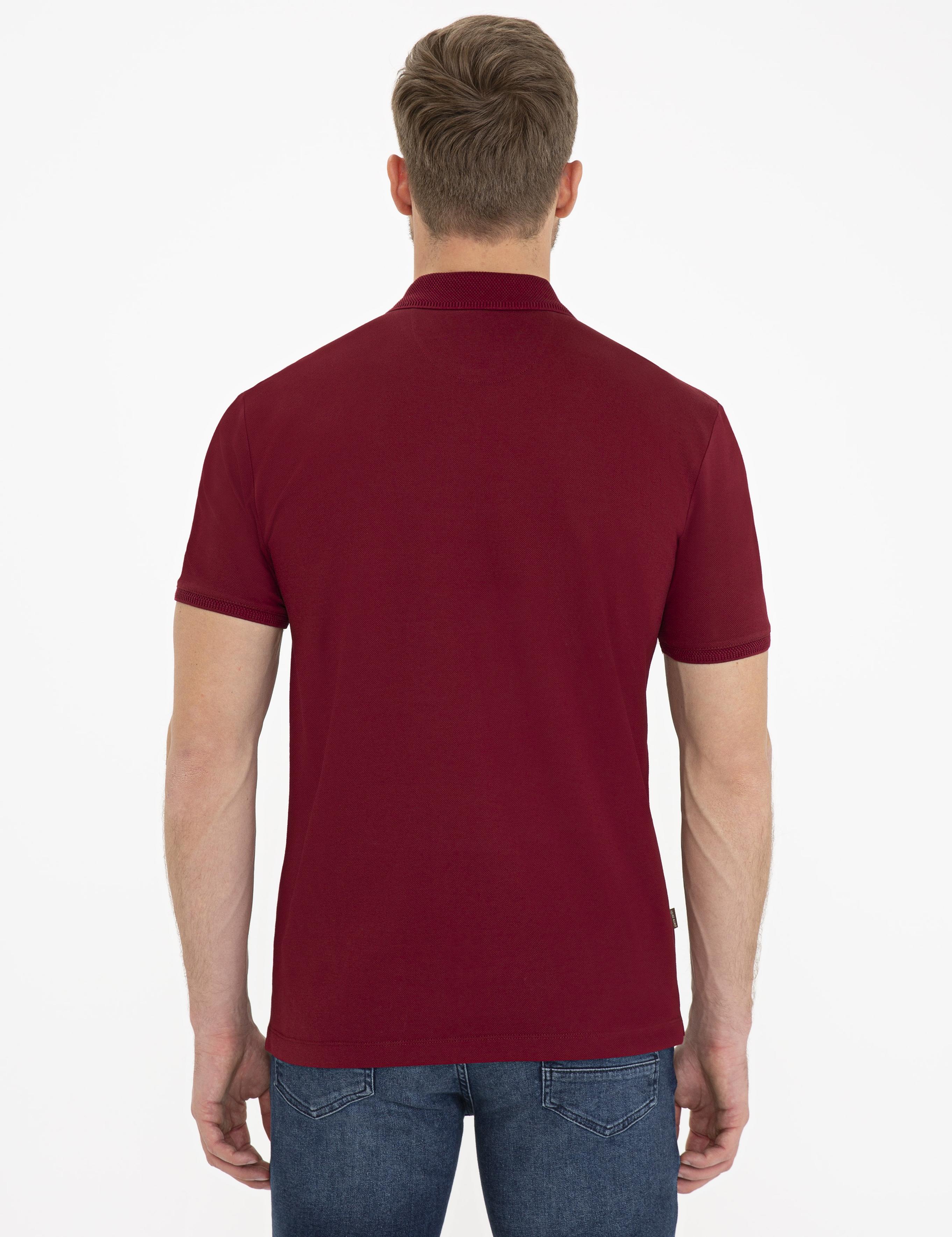 Bordo Slim Fit Polo Yaka Basic T-Shirt