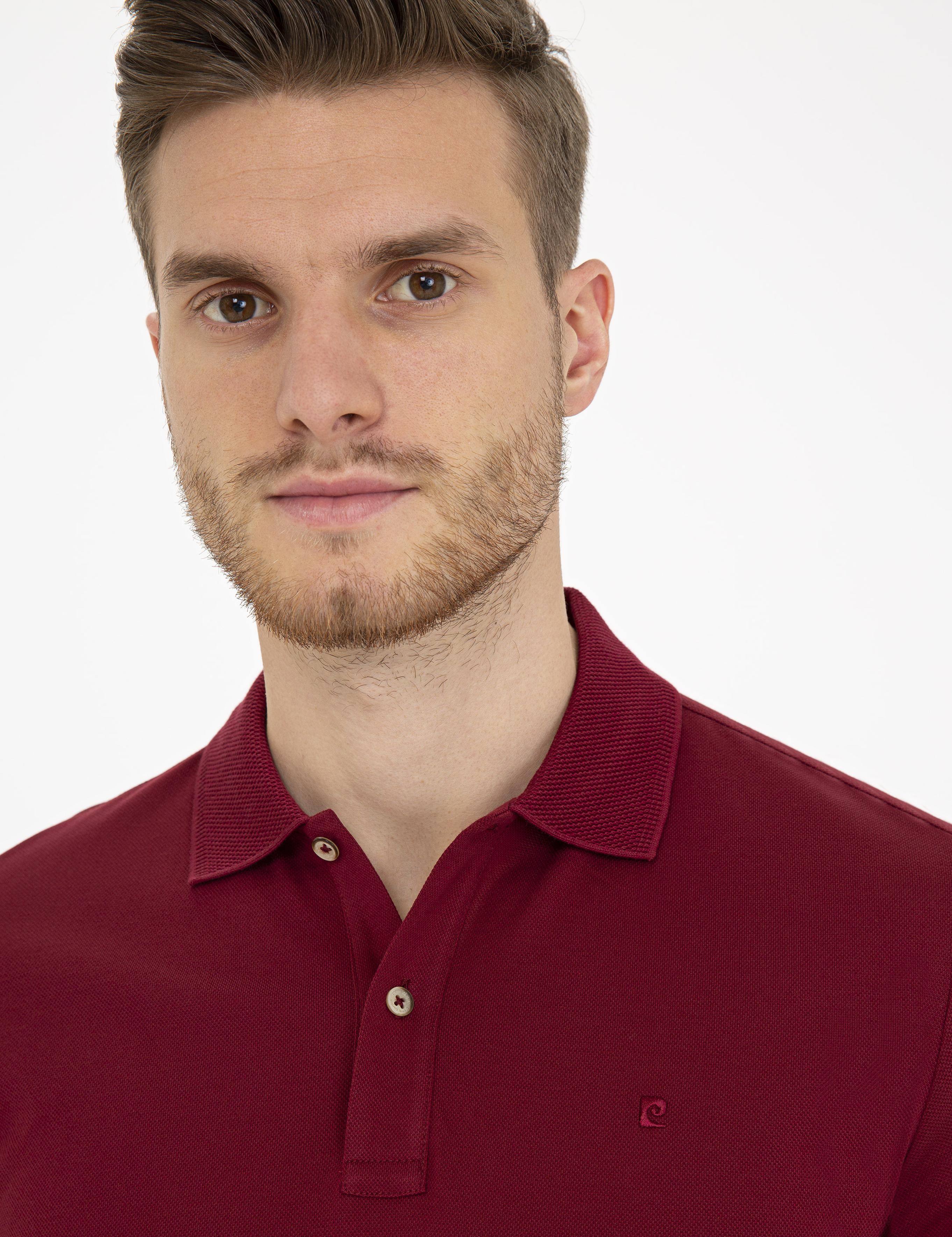 Bordo Slim Fit Polo Yaka Basic T-Shirt