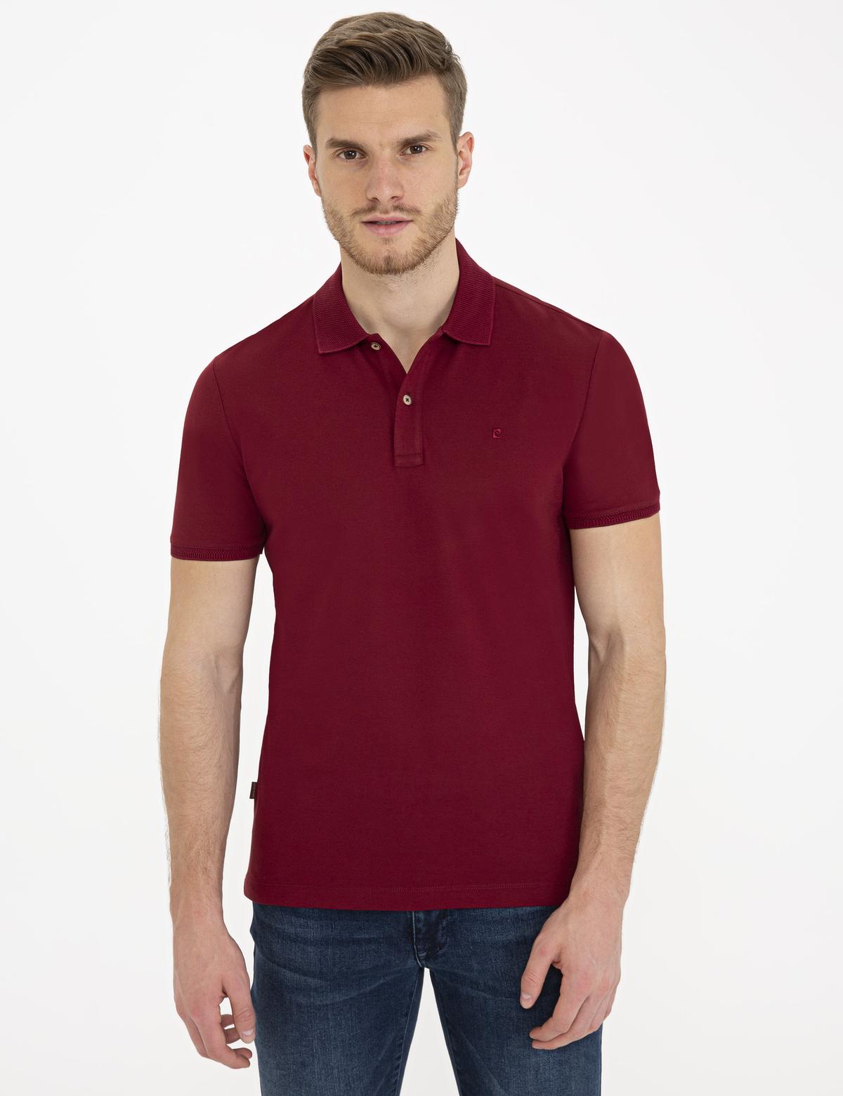 Bordo Slim Fit Polo Yaka Basic T-Shirt