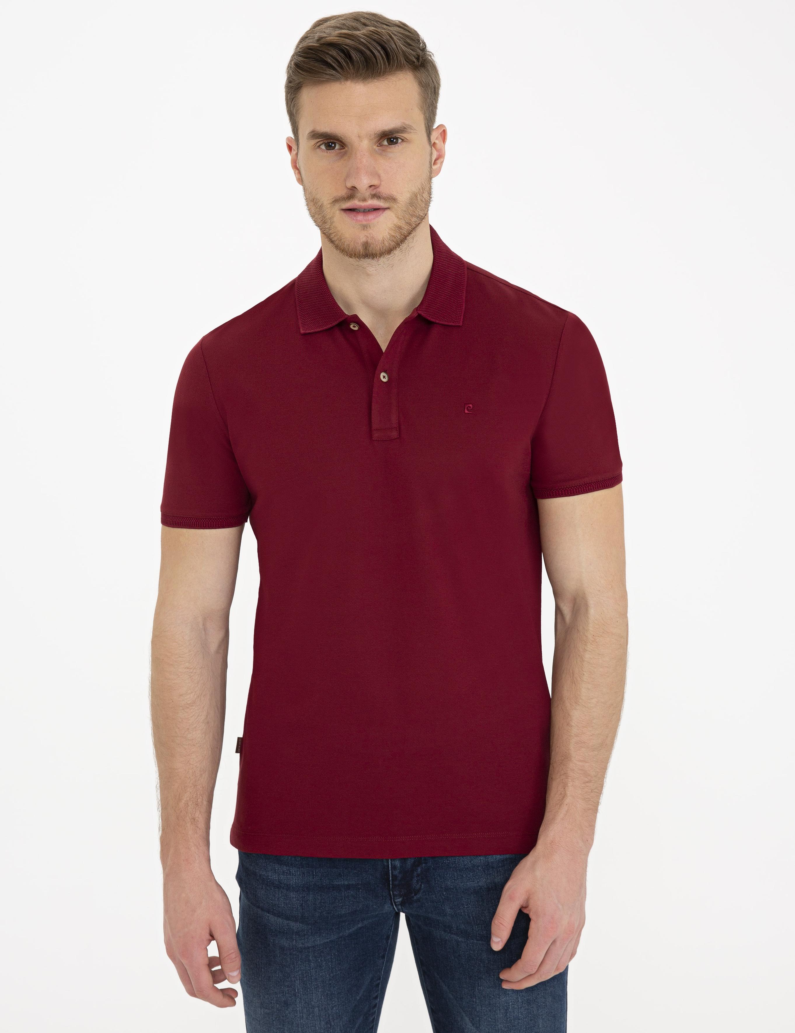 Bordo Slim Fit Polo Yaka Basic T-Shirt