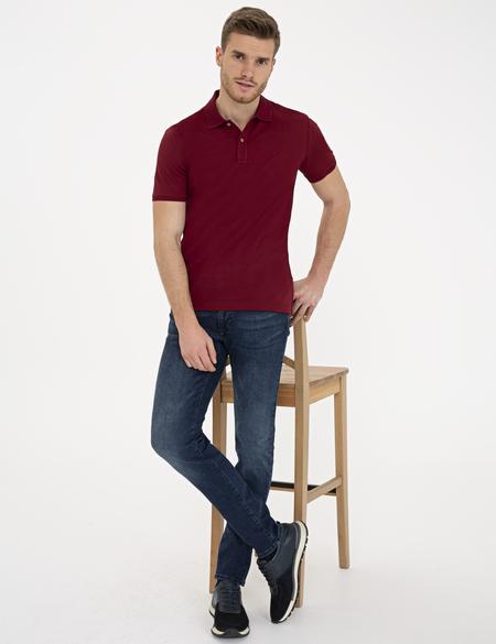 Bordo Slim Fit Polo Yaka Basic T-Shirt - 50232388100