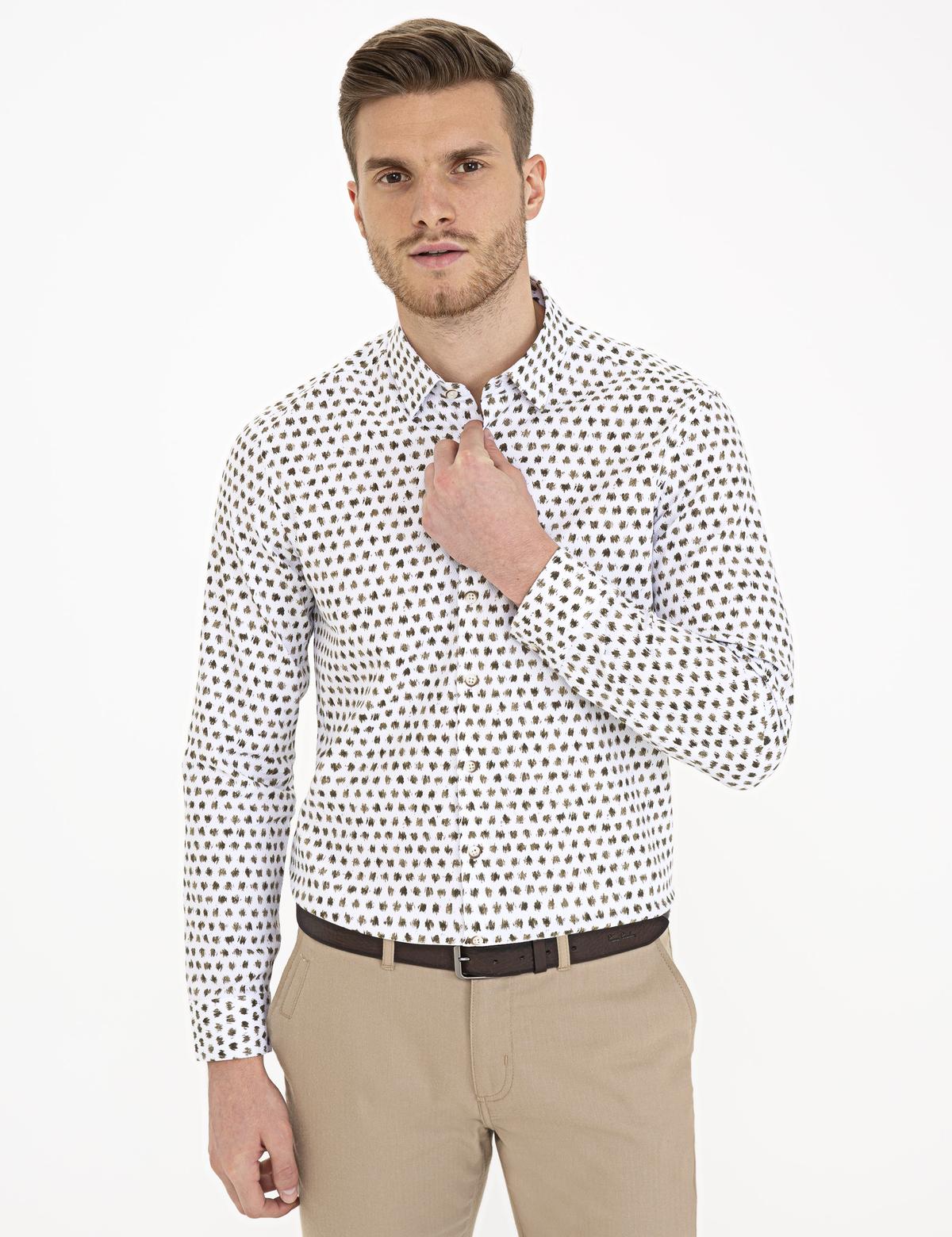 Haki Slim Fit Uzun Kollu Gömlek