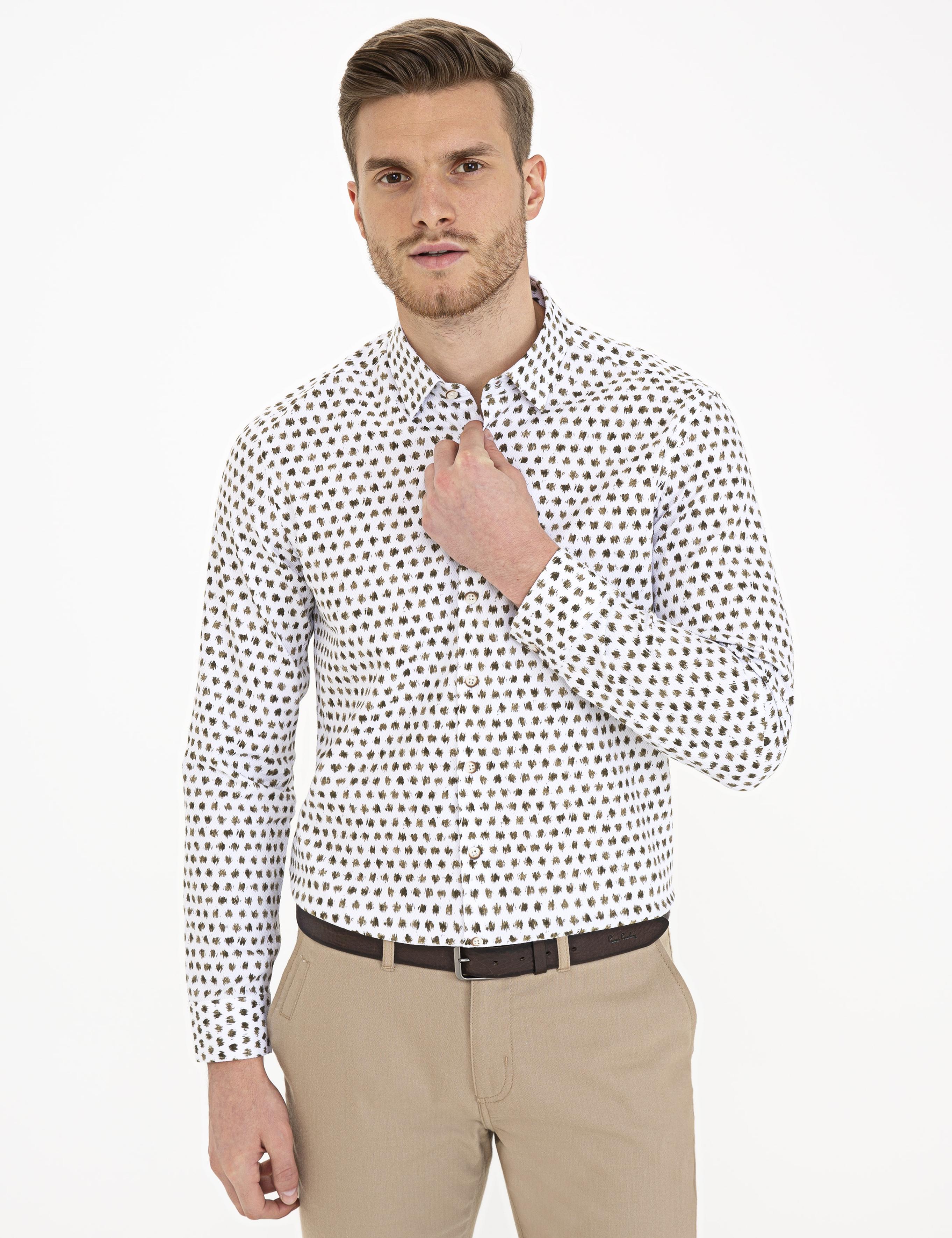 Haki Slim Fit Uzun Kollu Gömlek