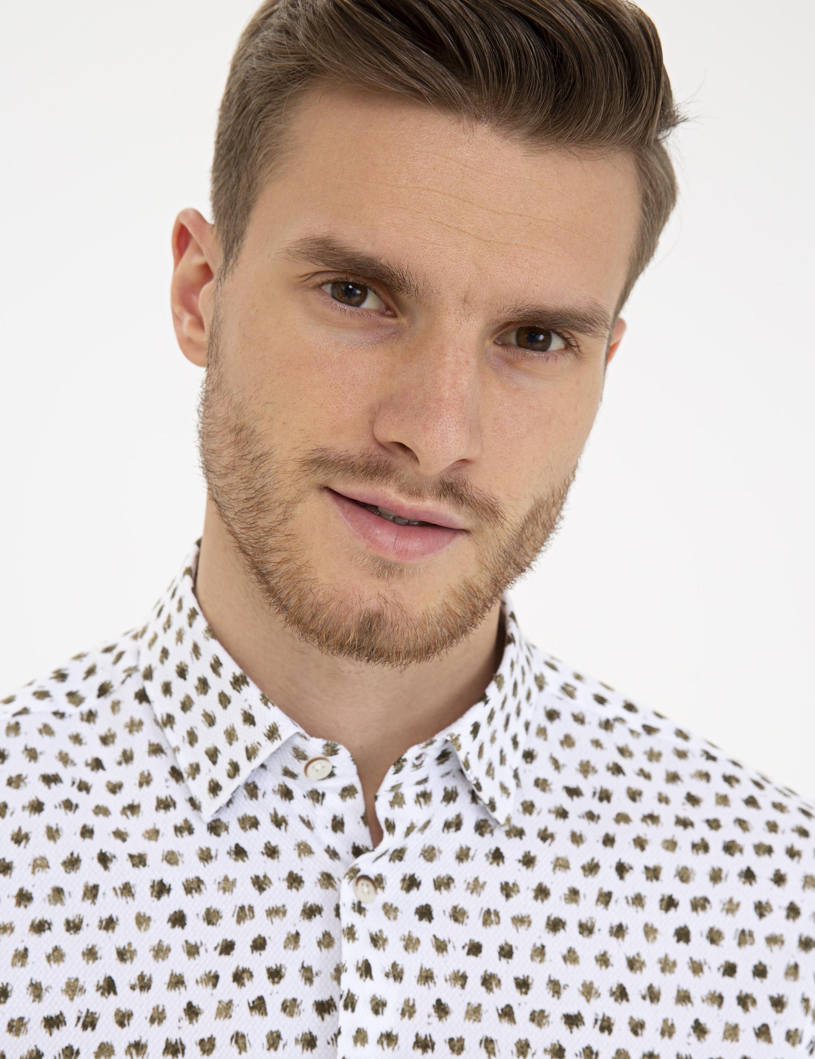 Haki Slim Fit Uzun Kollu Gömlek