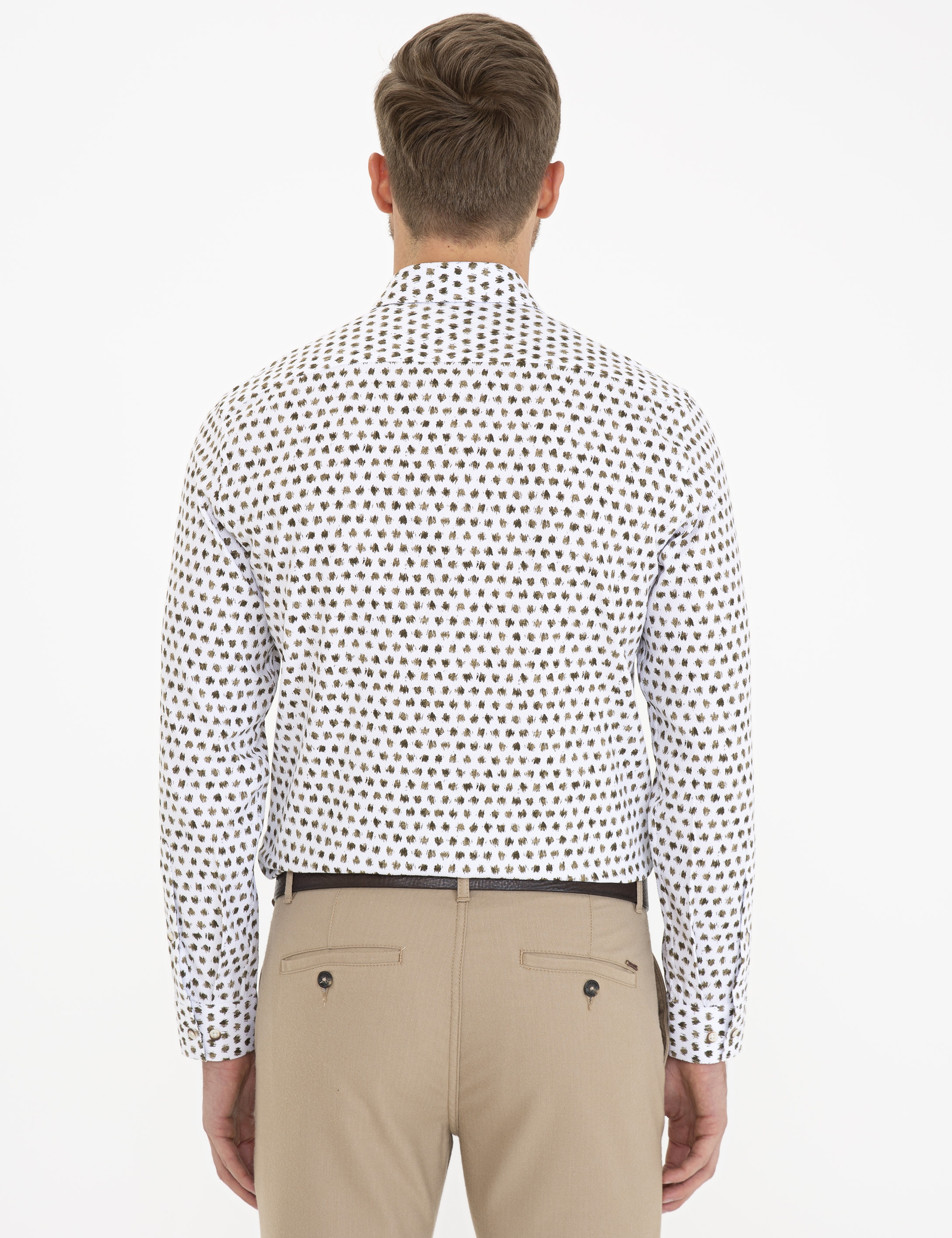 Haki Slim Fit Uzun Kollu Gömlek - Image 3