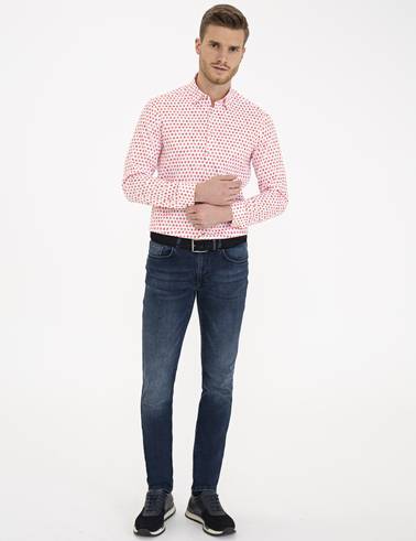 Pembe Slim Fit Uzun Kollu Gömlek