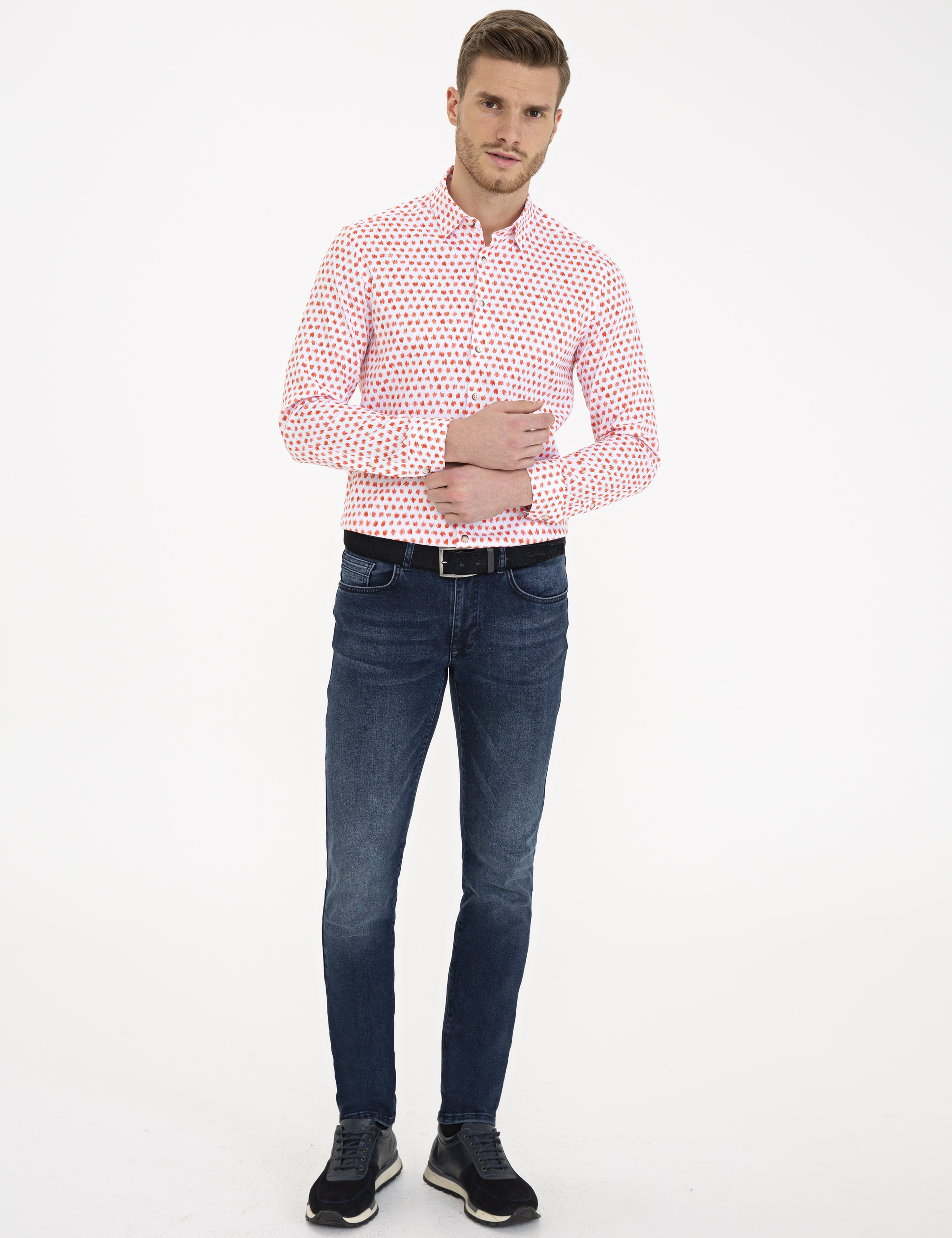 Pembe Slim Fit Uzun Kollu Gömlek - Image 4