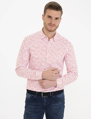 Pembe Slim Fit Uzun Kollu Gömlek