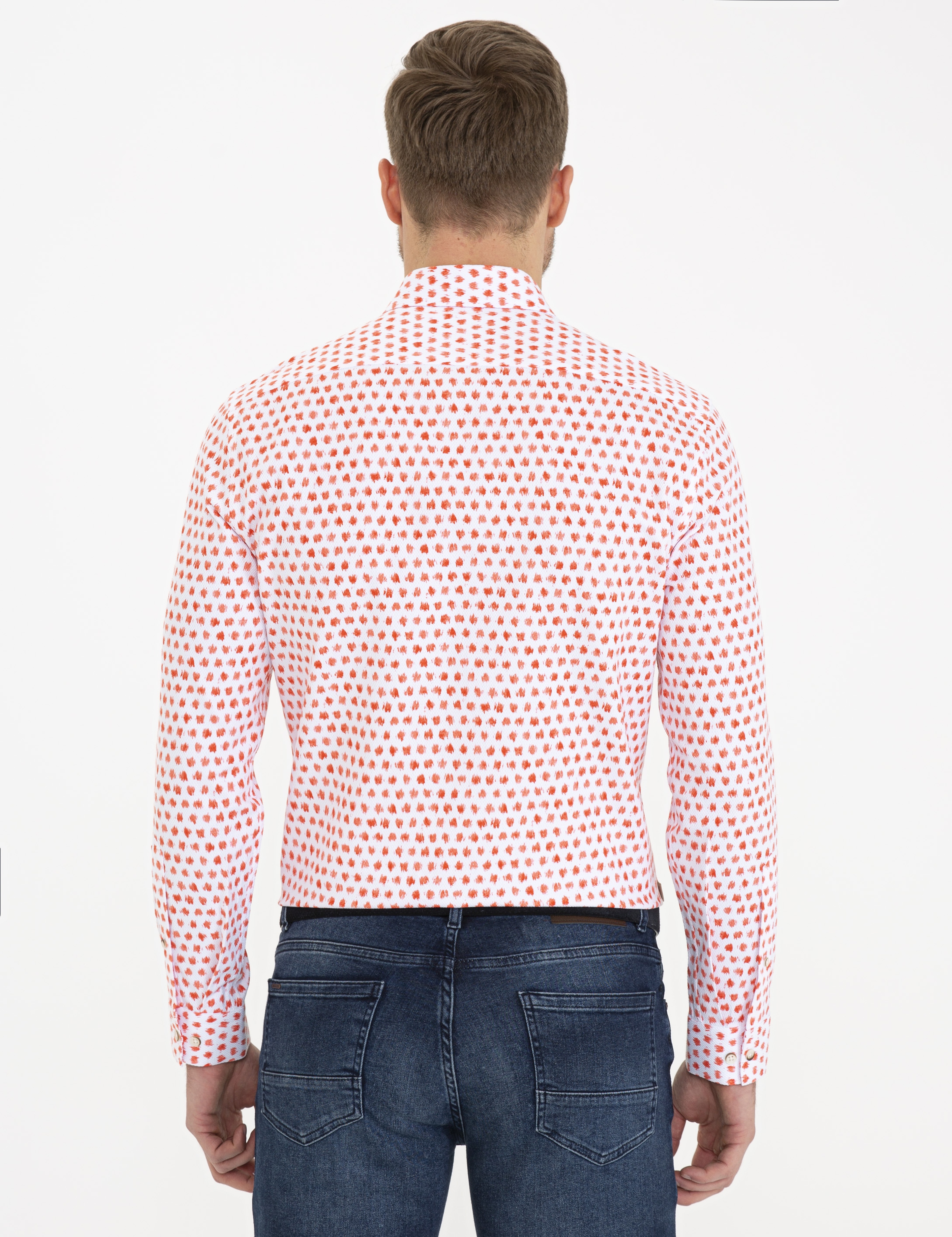Pembe Slim Fit Uzun Kollu Gömlek - Image 3