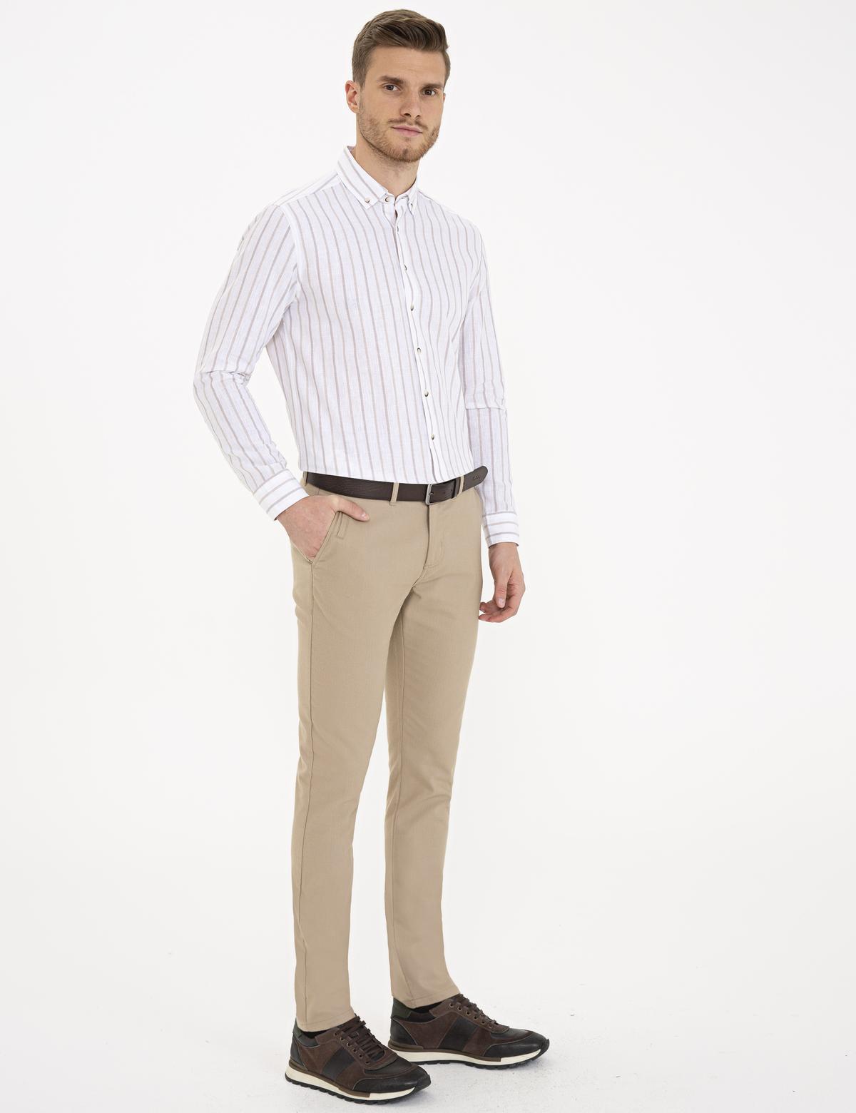 Bej Slim Fit Kanvas Pantolon - 50230176082