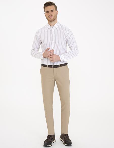 Bej Slim Fit Kanvas Pantolon - 50230176082
