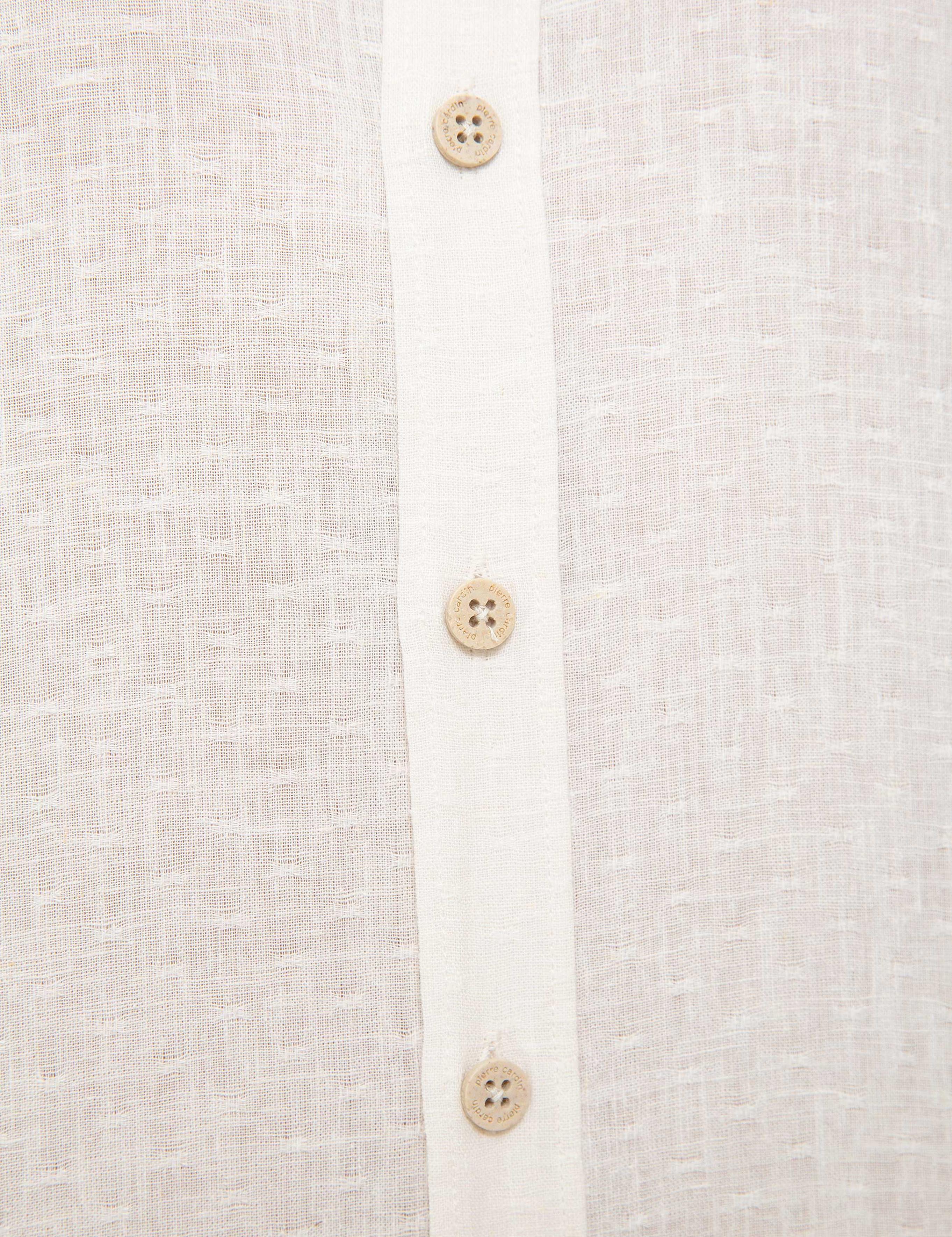 Beyaz Regular Fit Keten Karışımlı Gömlek