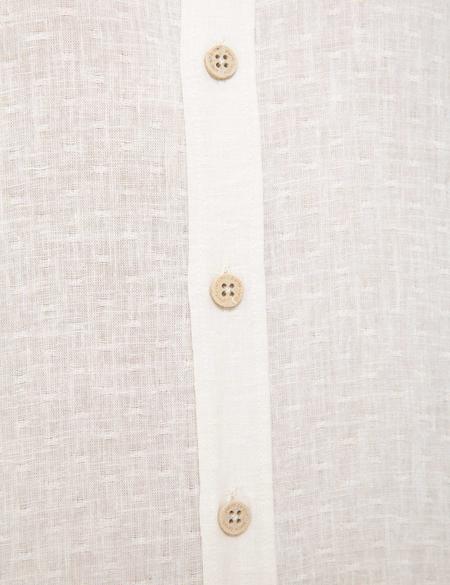 Beyaz Regular Fit Keten Karışımlı Gömlek - 50200524014