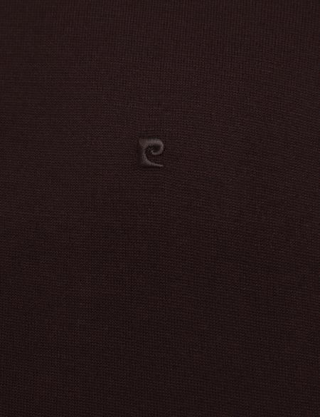 Bordo Slim Fit Yarım Balıkçı Yaka Basic Triko Kazak - 50206758016