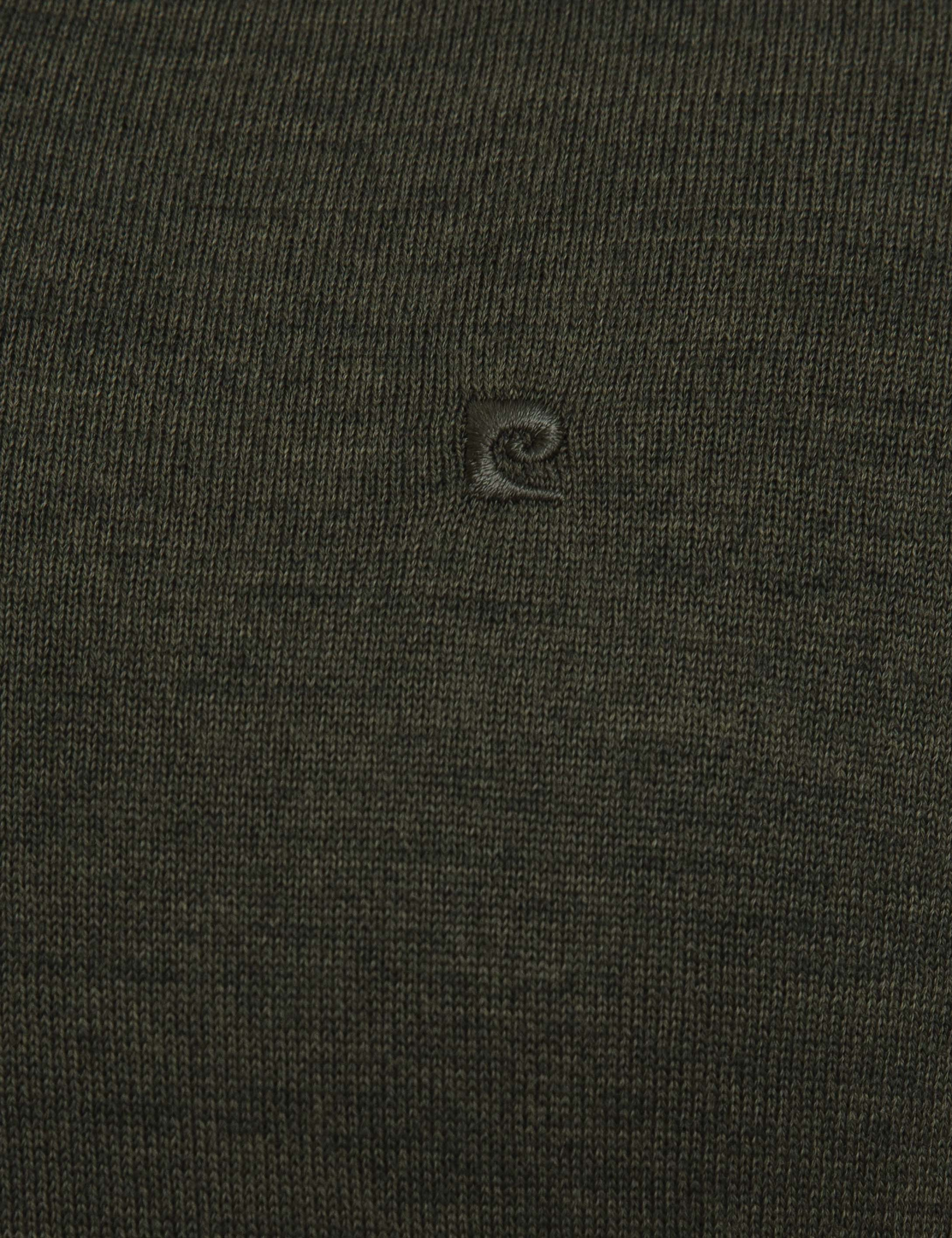 Yeşil Slim Fit V Yaka Basic Triko Kazak - Image 6