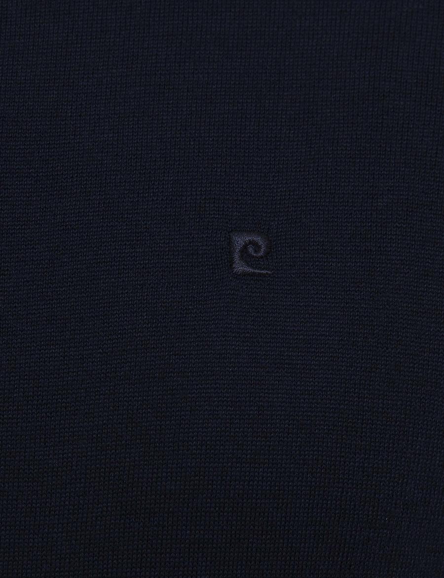 Lacivert Slim Fit Bisiklet Yaka Basic Triko Kazak