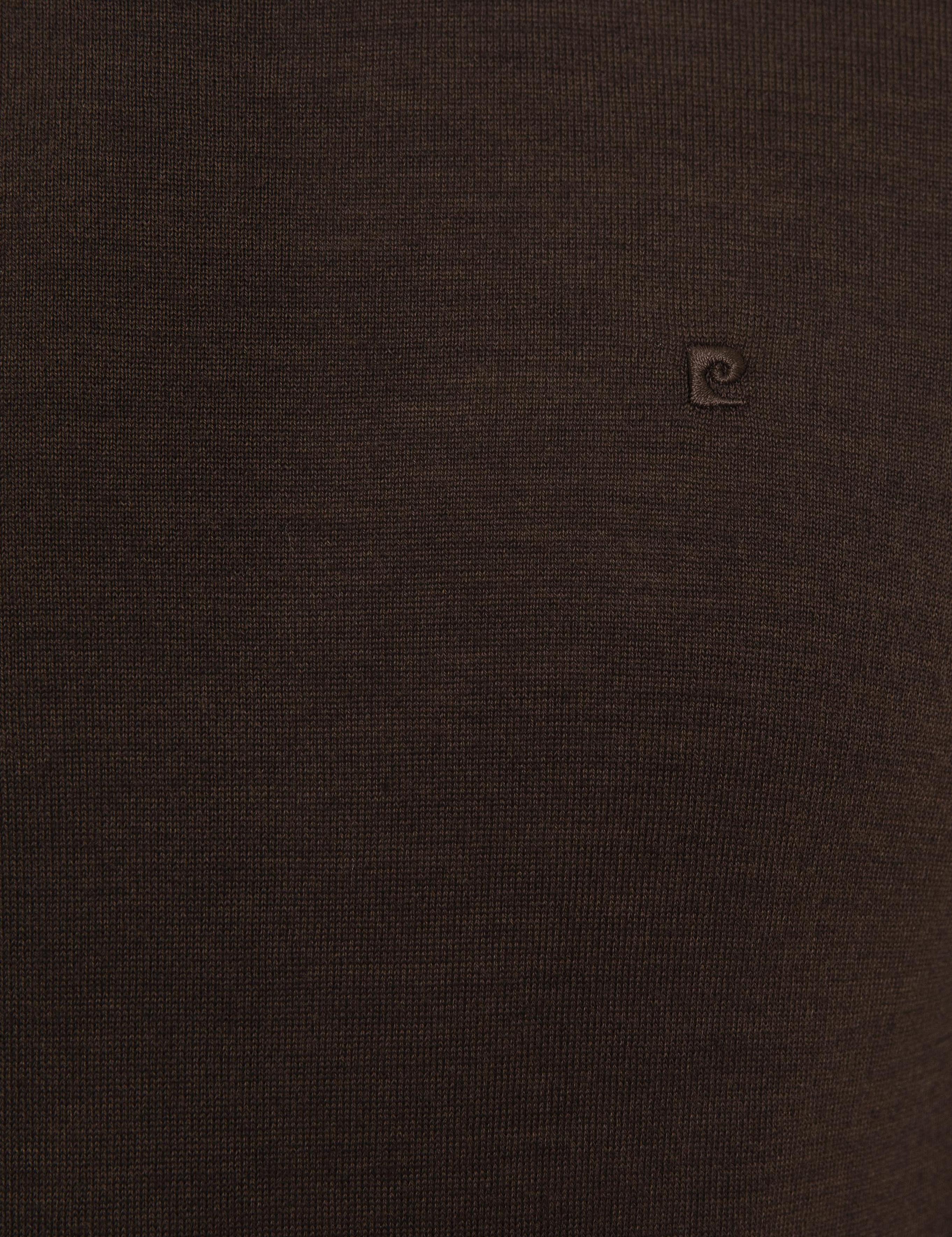 Kahverengi Slim Fit Bisiklet Yaka Basic Triko Kazak