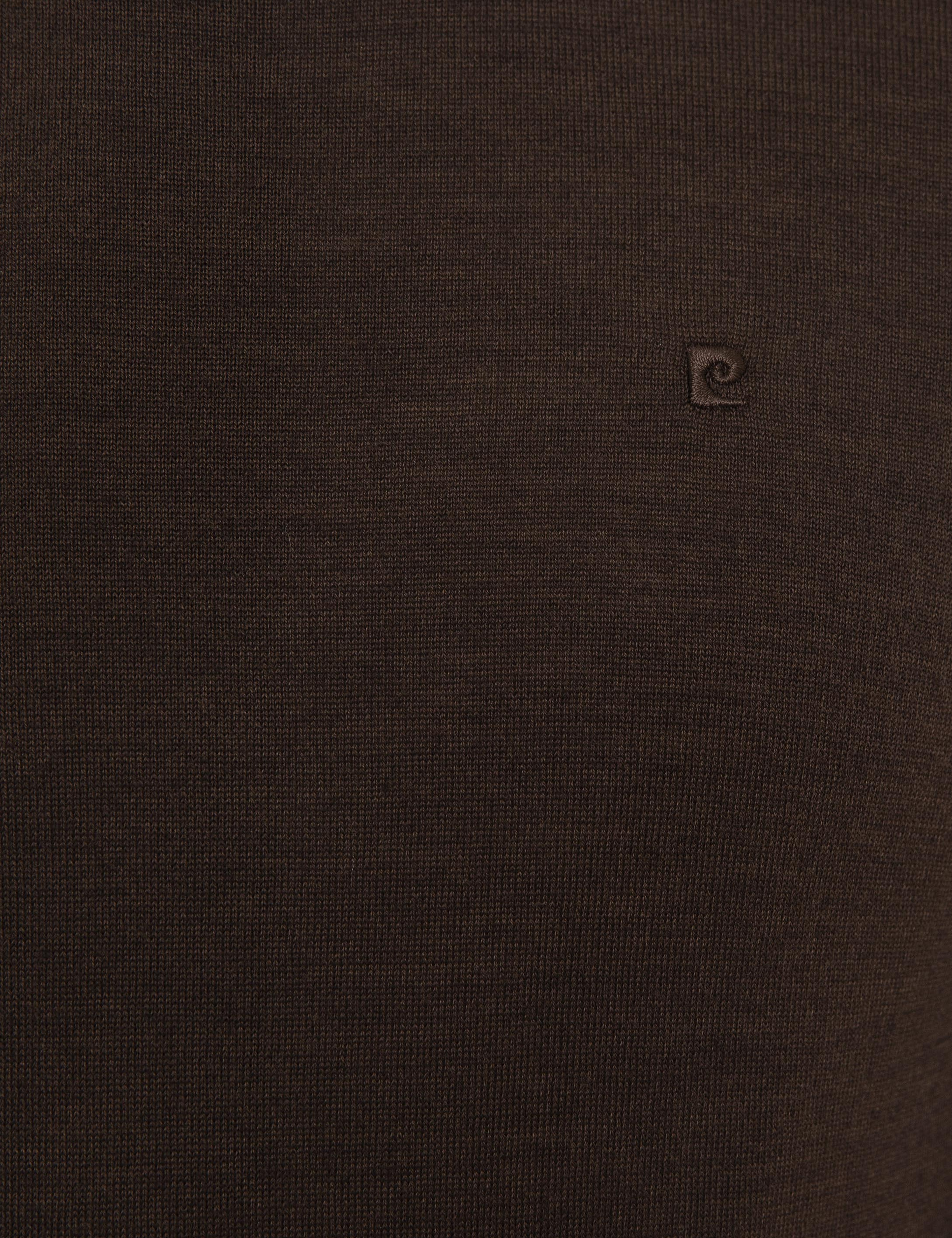 Kahverengi Slim Fit Bisiklet Yaka Basic Triko Kazak - Image 6