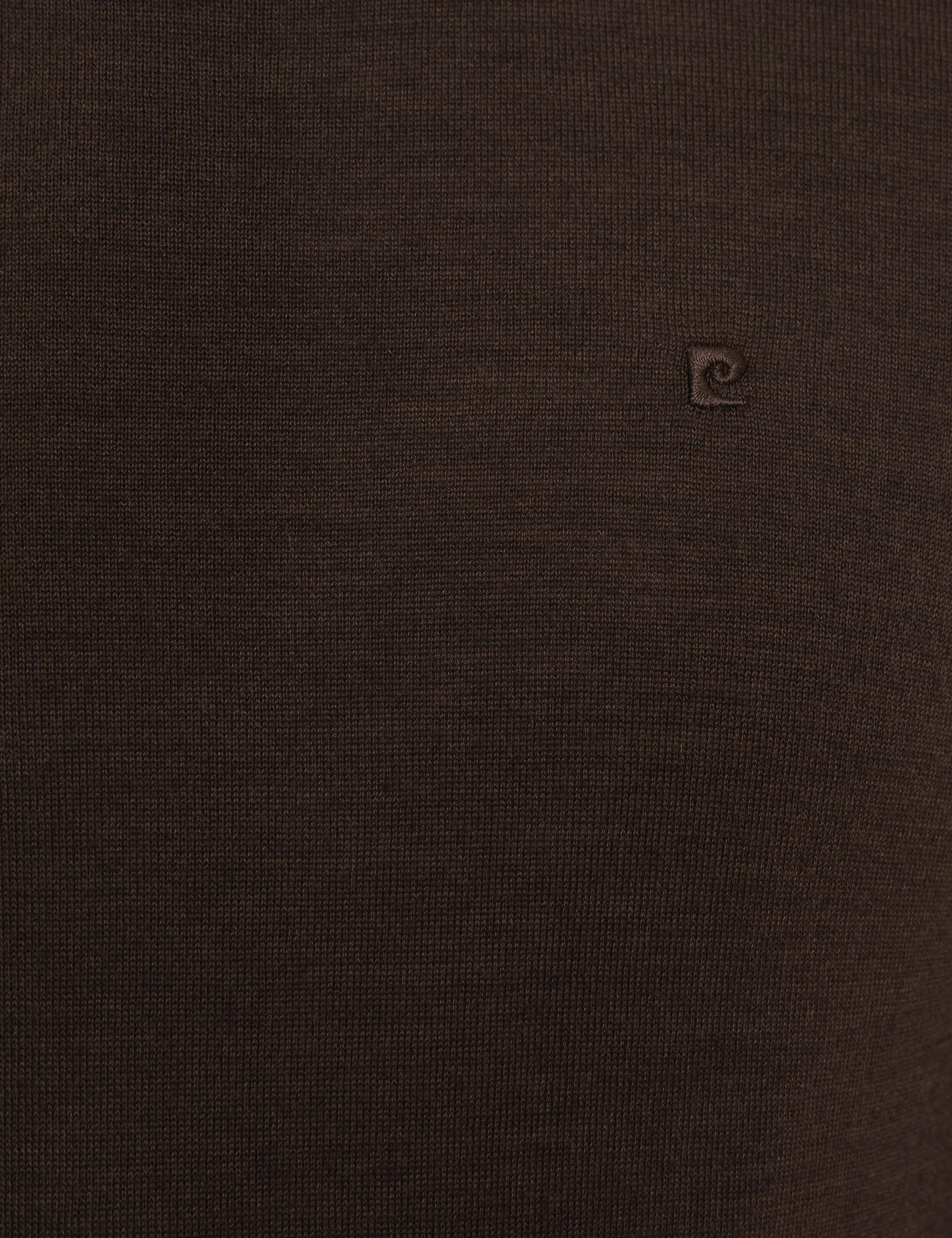 Kahverengi Slim Fit Bisiklet Yaka Basic Triko Kazak