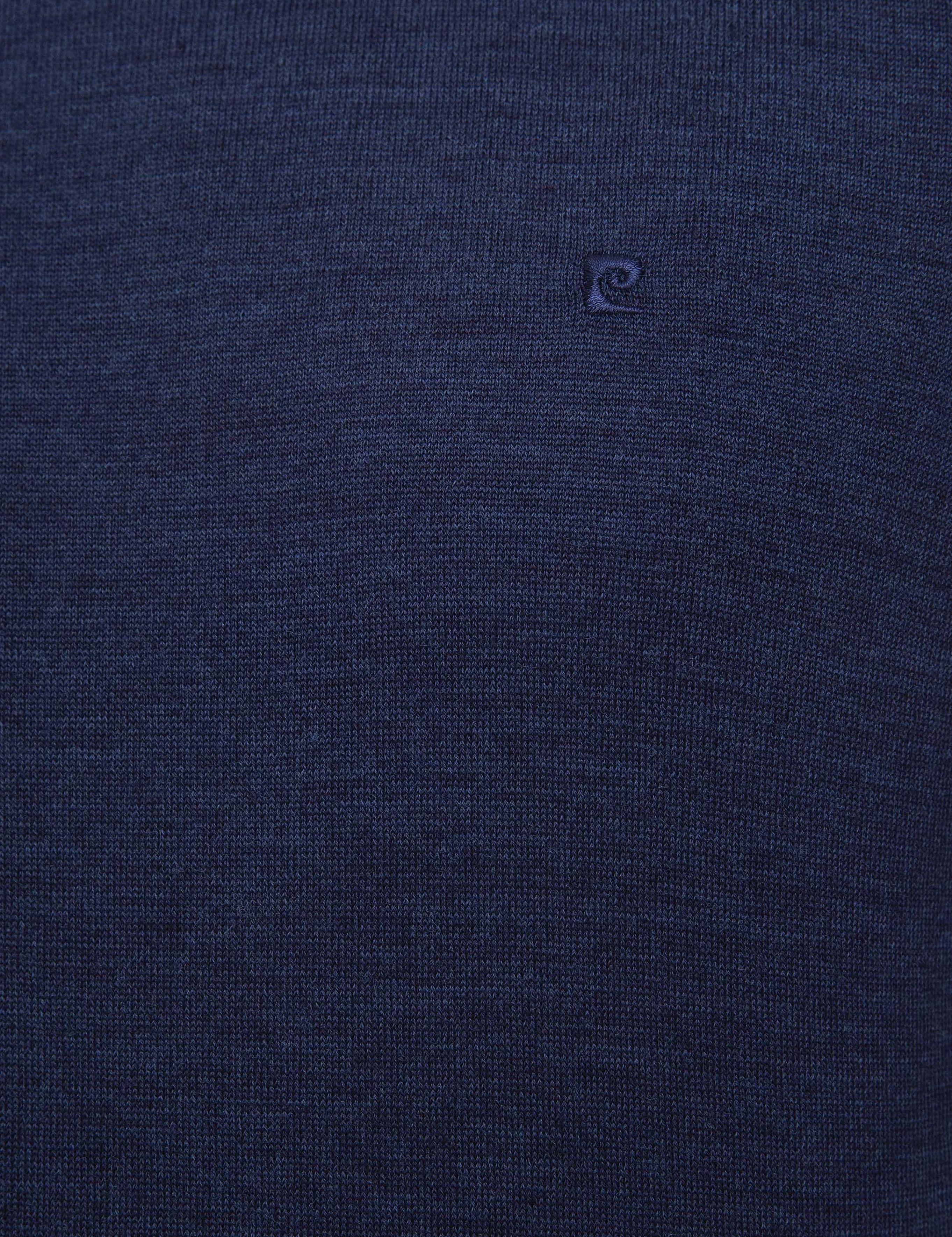 İndigo Mavi Slim Fit Bisiklet Yaka Yün Karışımlı Basic Triko Kazak