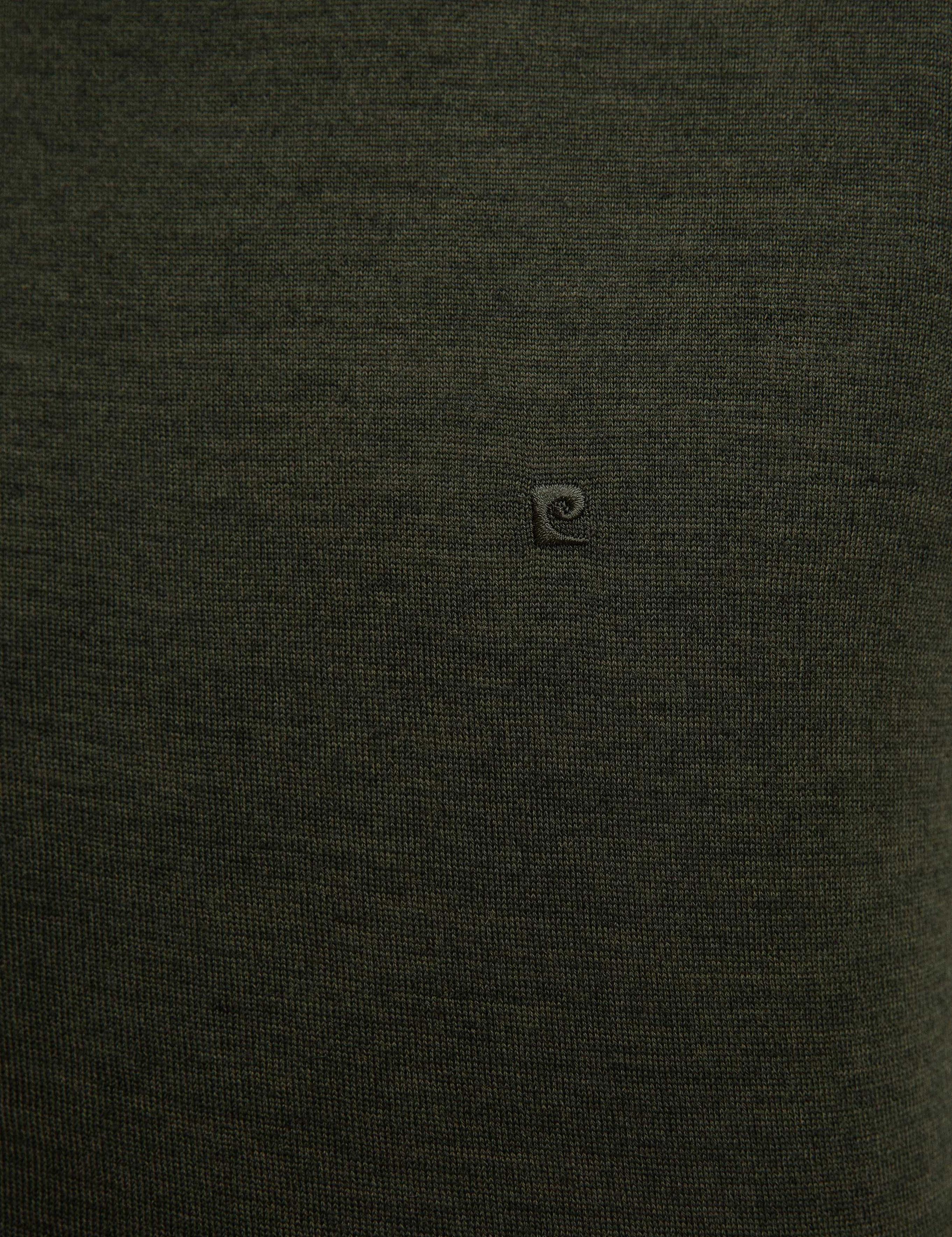 Yeşil Slim Fit Bisiklet Yaka Yün Karışımlı Basic Triko Kazak