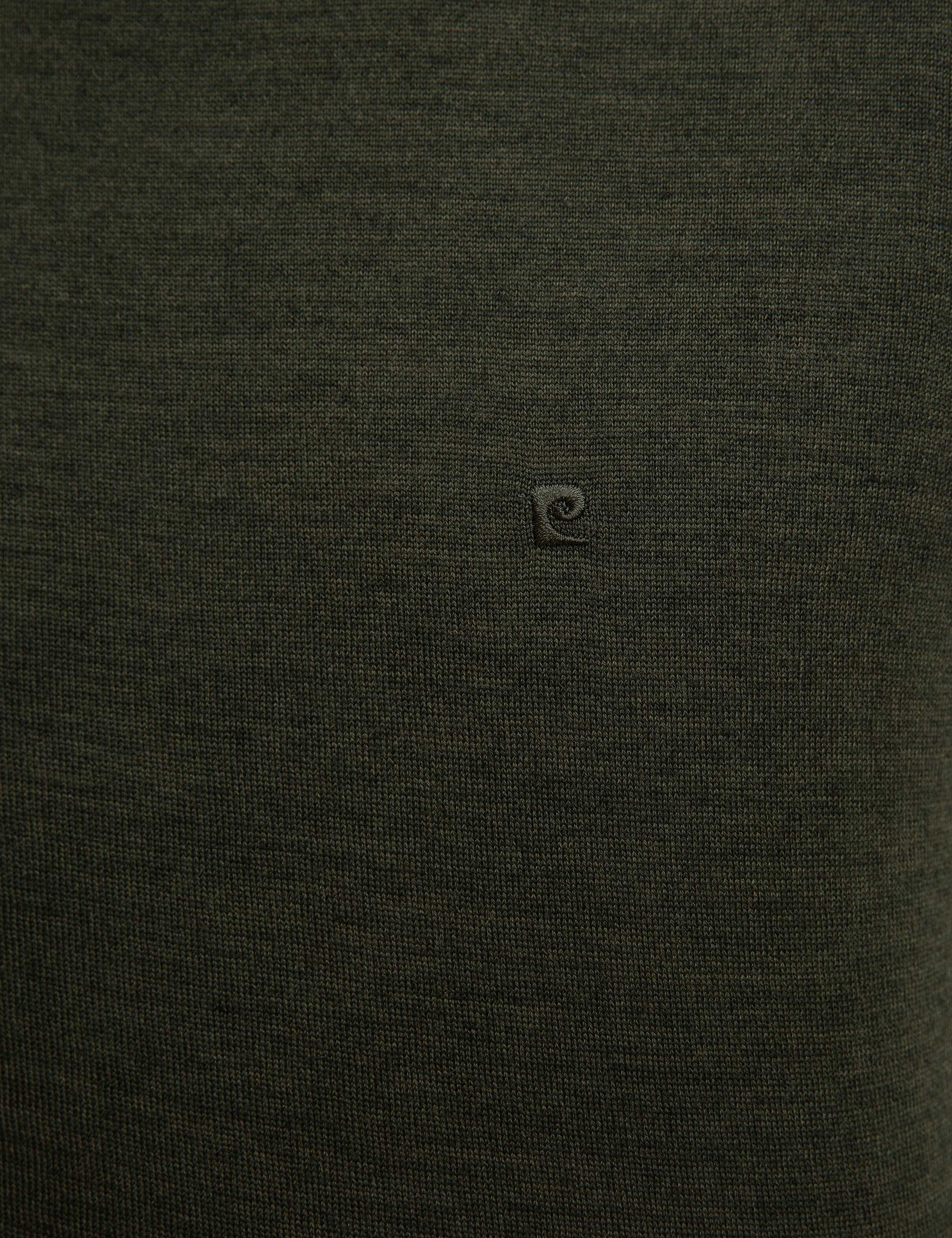 Yeşil Slim Fit Bisiklet Yaka Yün Karışımlı Basic Triko Kazak