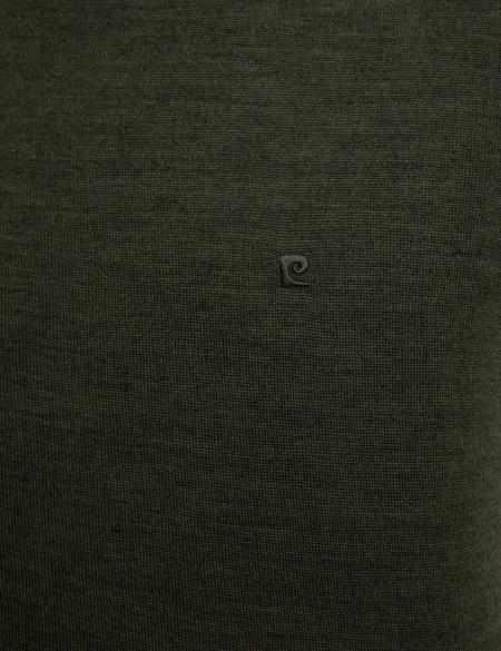 Yeşil Slim Fit Bisiklet Yaka Yün Karışımlı Basic Triko Kazak - 50206763120