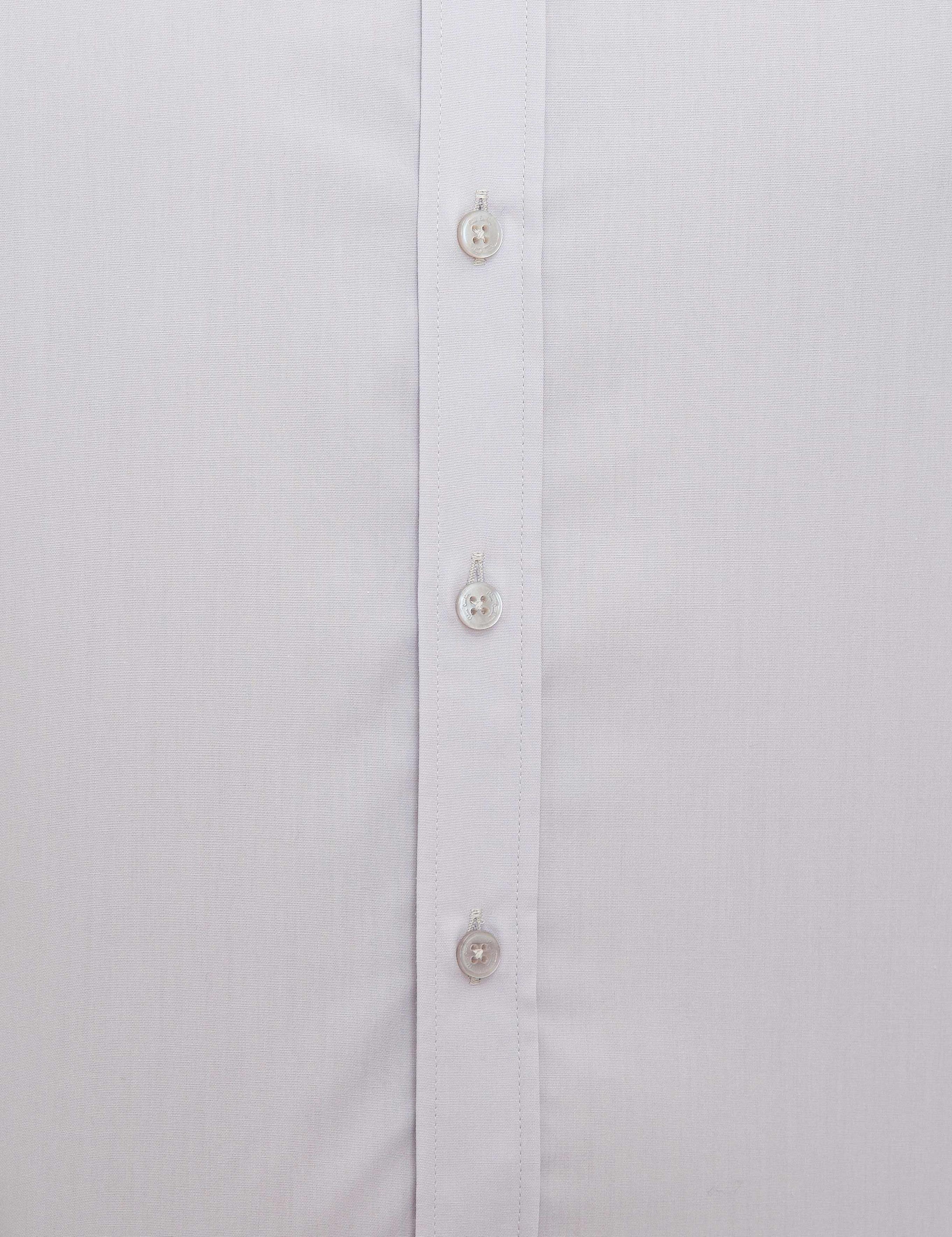 Açık Gri Slim Fit Uzun Kollu Basic Gömlek