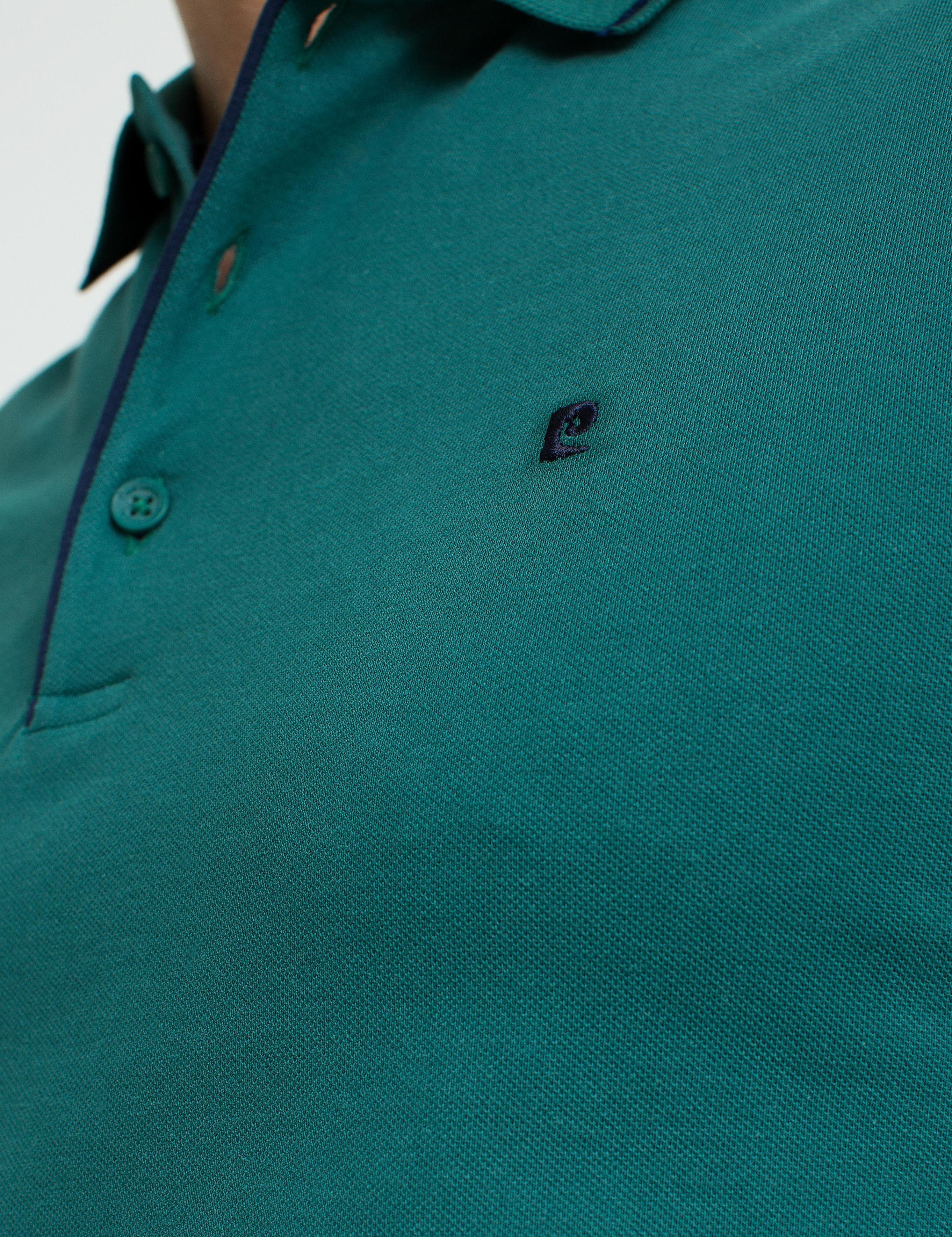 Koyu Yeşil Slim Fit Polo Yaka Basic T-shirt