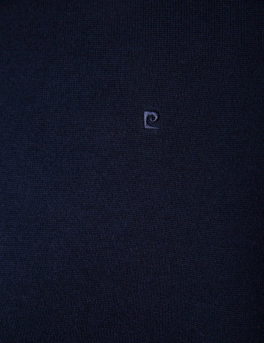 Koyu Lacivert Slim Fit Basic Kazak