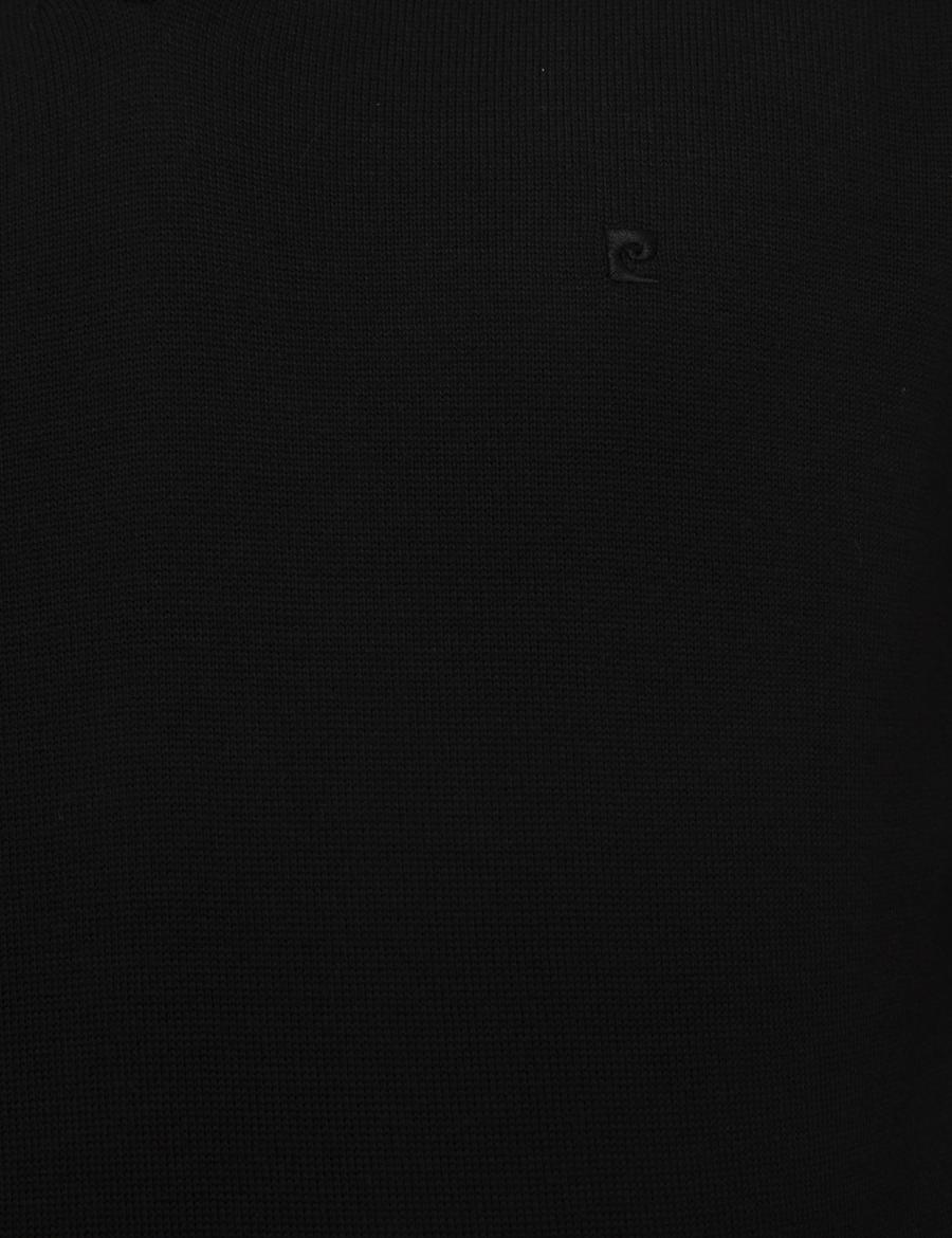 Siyah Slim Fit V Yaka Basic Triko Kazak