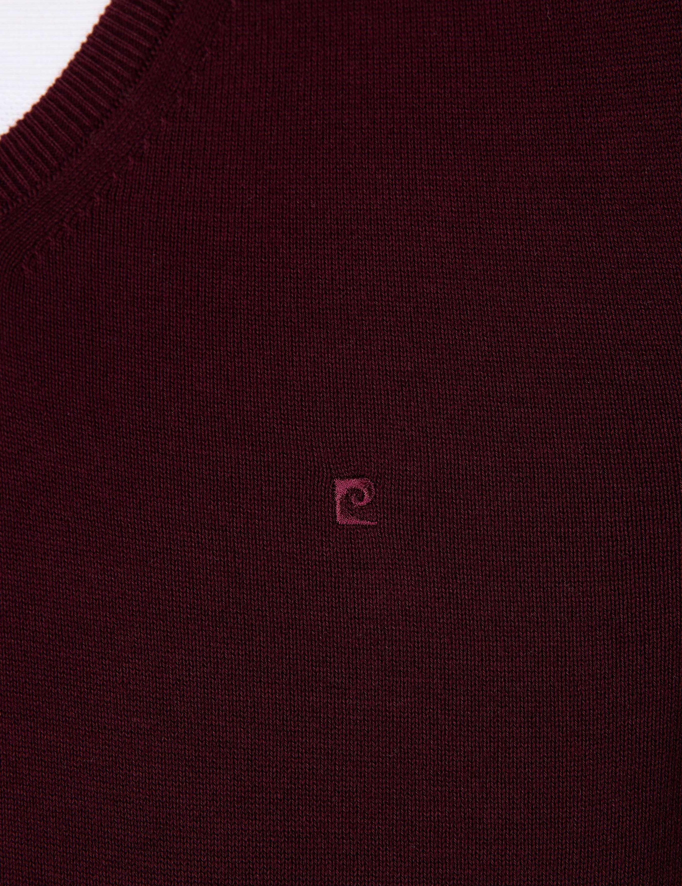 Bordo Slim Fit V Yaka Basic Triko Kazak