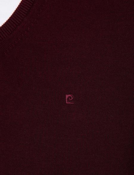 Bordo Slim Fit V Yaka Basic Triko Kazak - 50207495021