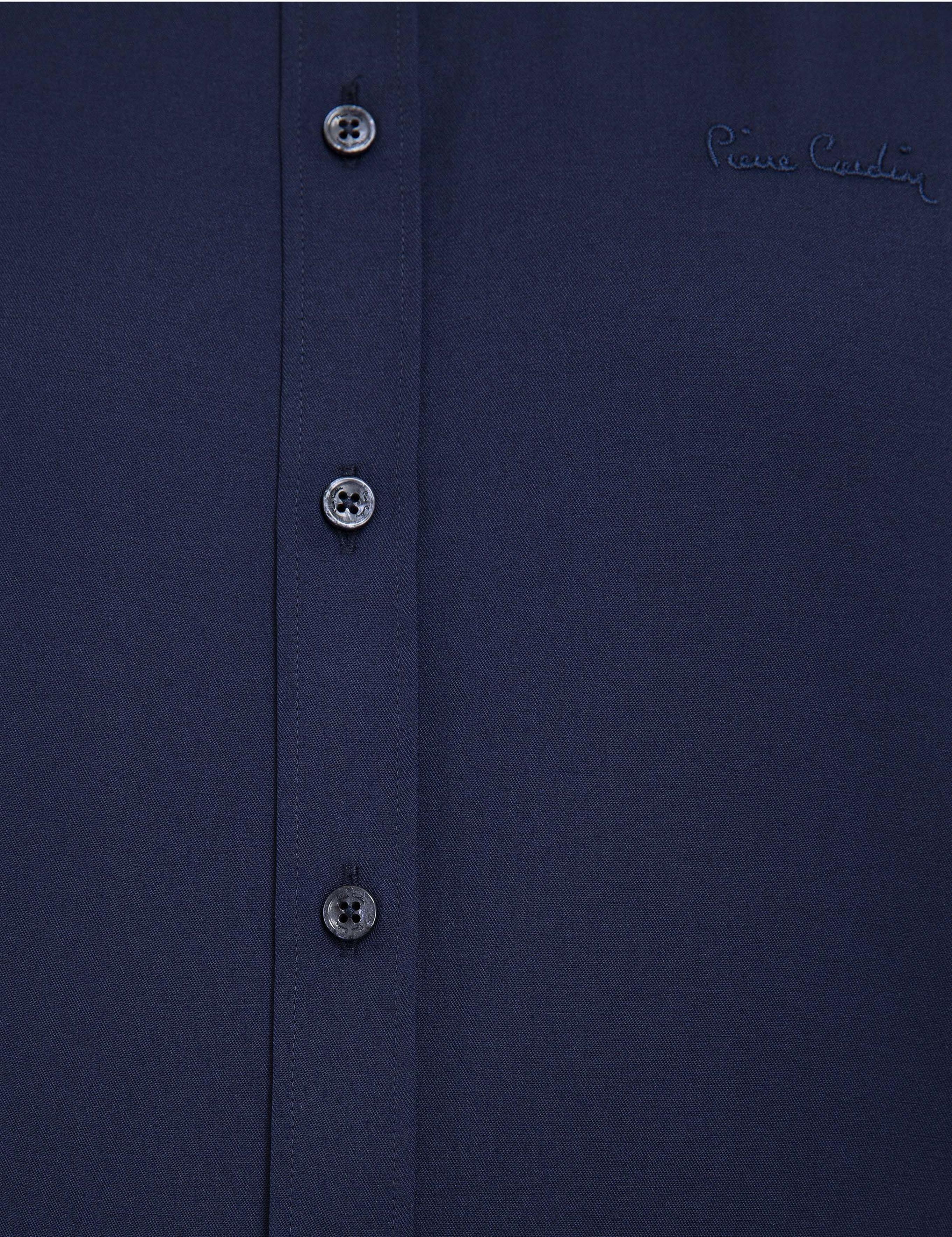 Lacivert Slim Fit Uzun Kollu Klasik Gömlek