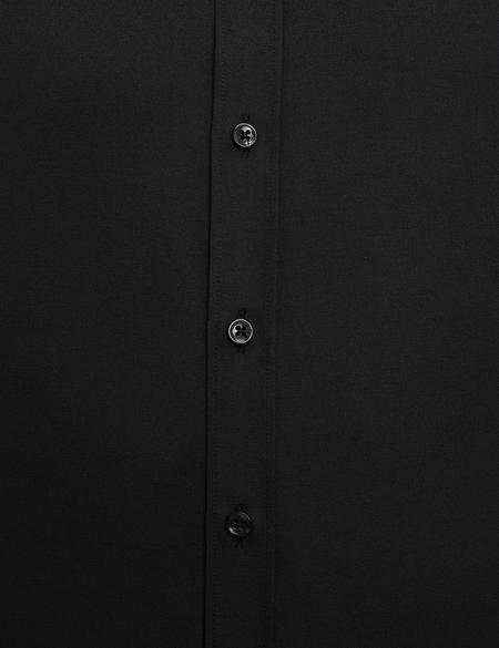 Siyah Slim Fit Uzun Kollu Basic Gömlek - 50207628019