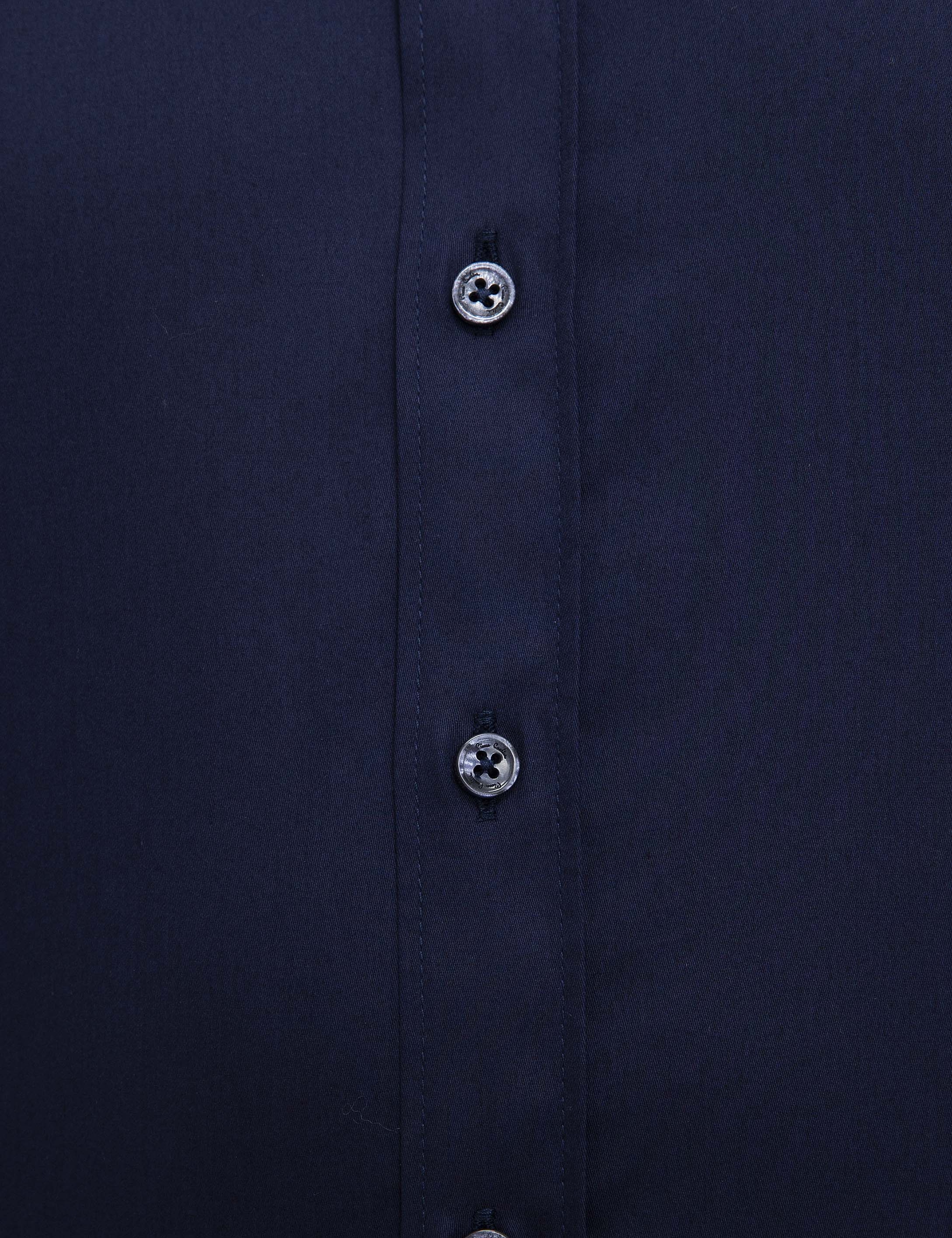 Lacivert Slim Fit Uzun Kollu Klasik Gömlek - Image 6