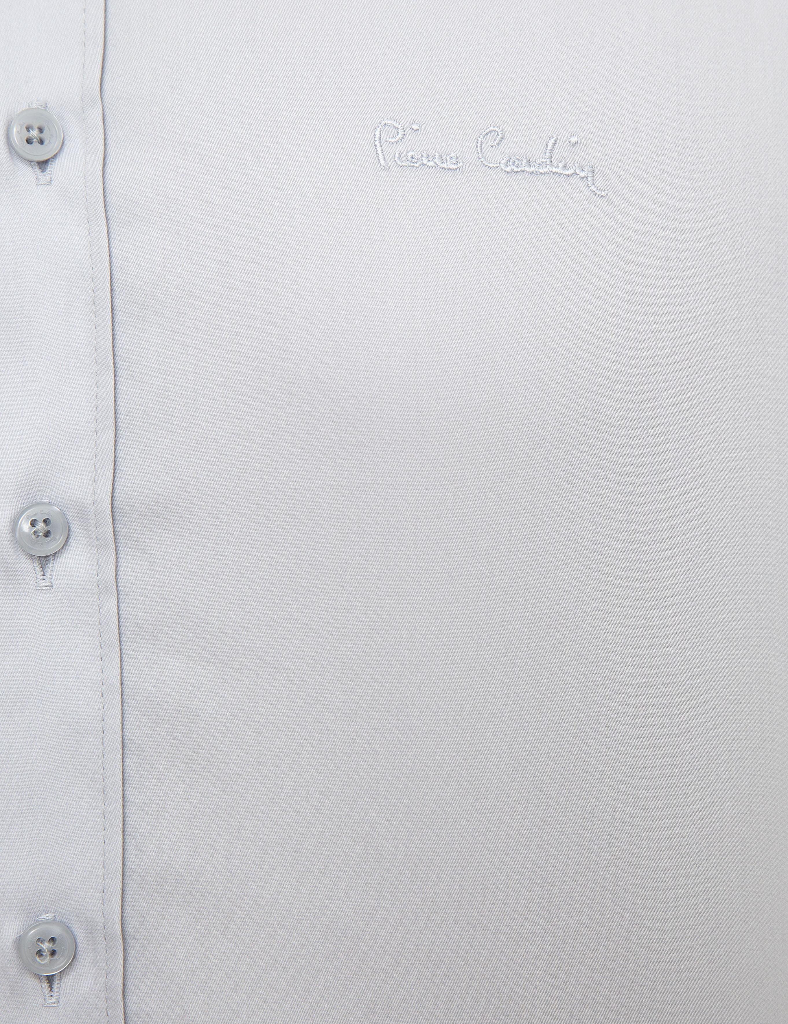 Gri Slim Fit Uzun Kollu Basic Gömlek