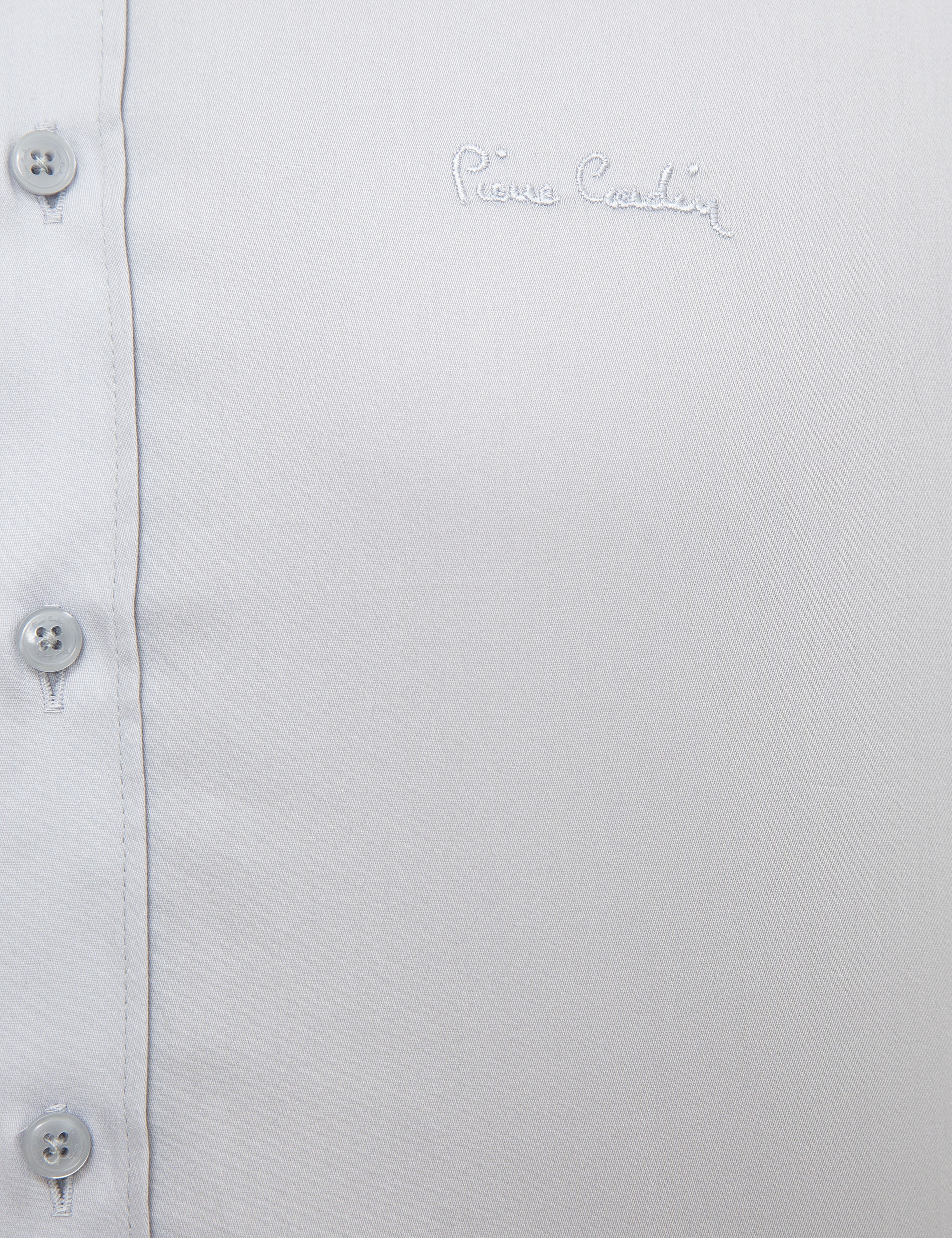 Gri Slim Fit Uzun Kollu Basic Gömlek