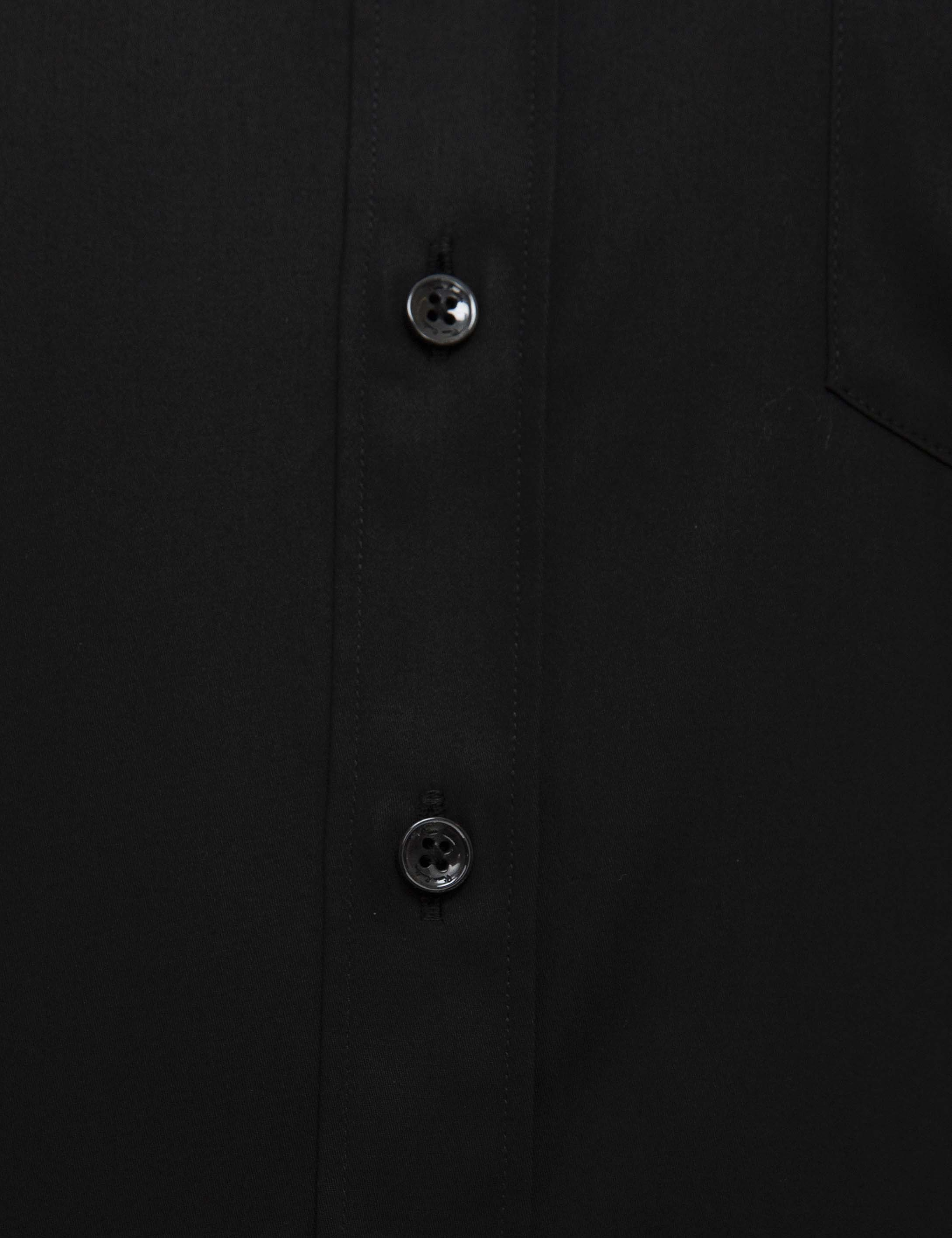 Siyah Regular Fit Uzun Kollu Klasik Gömlek - Image 6