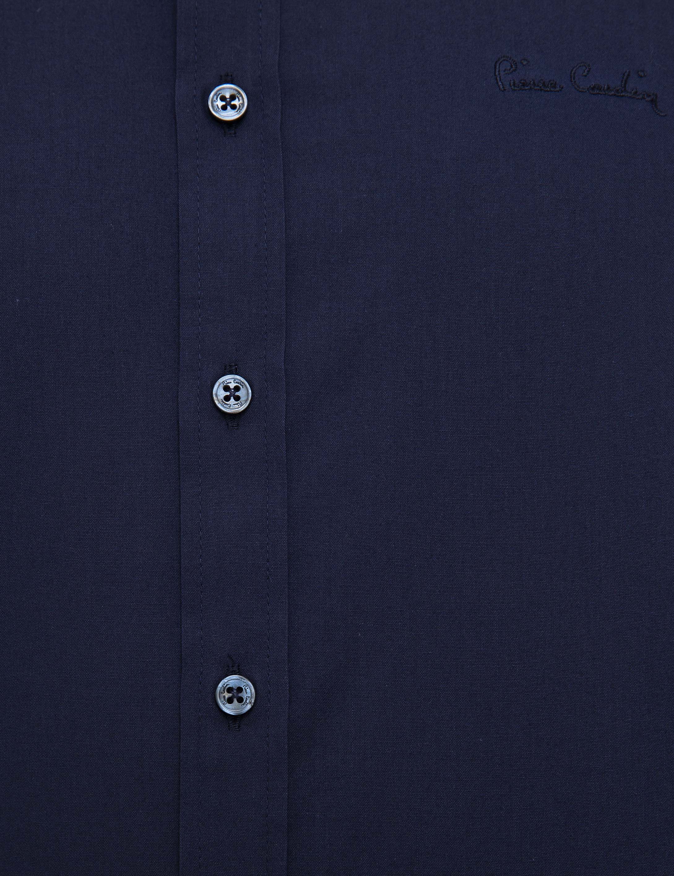 Lacivert Slim Fit Uzun Kollu Klasik Gömlek