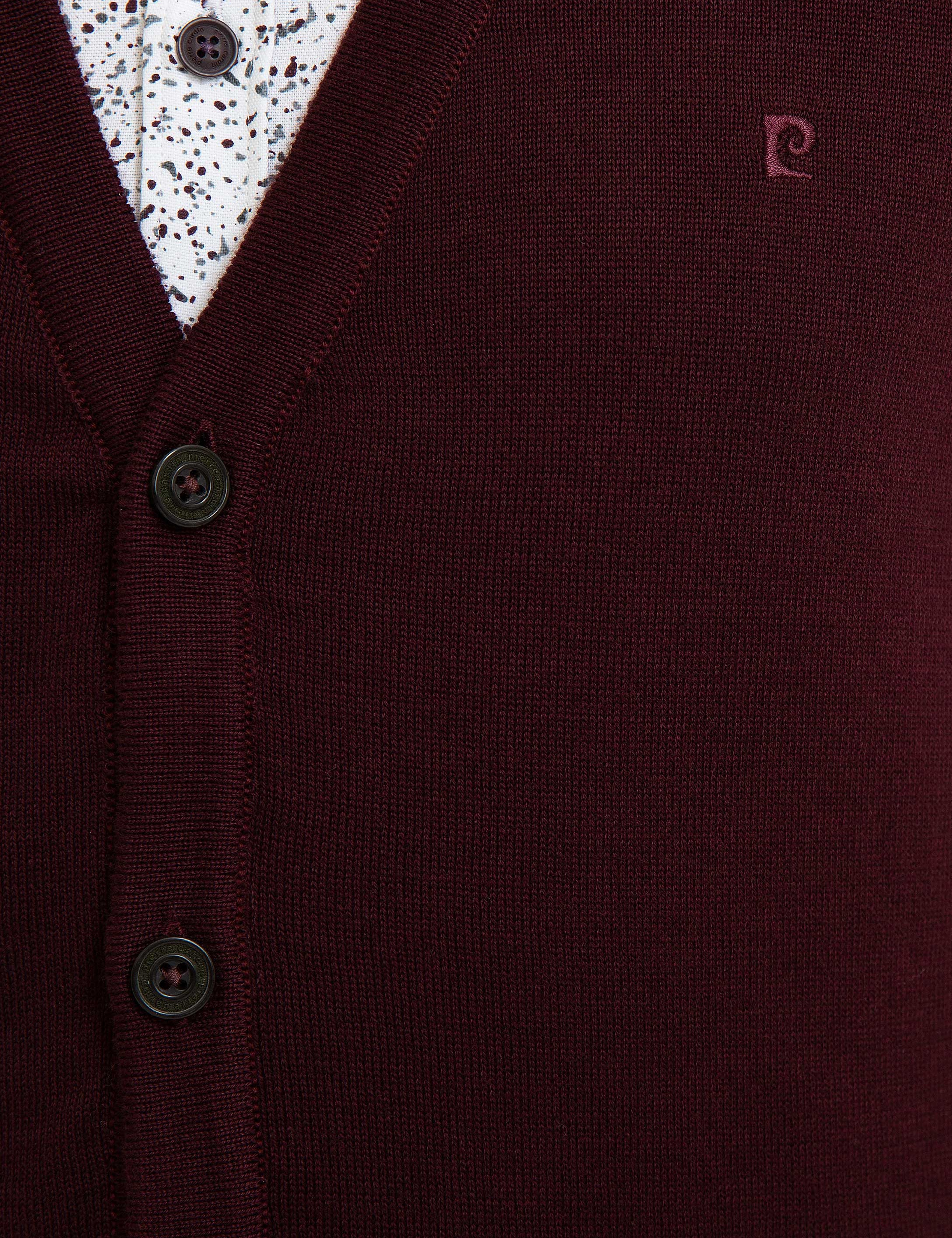 Bordo Slim Fit Basic Triko Hırka - Image 6