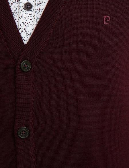 Bordo Slim Fit Basic Triko Hırka - 50207747031