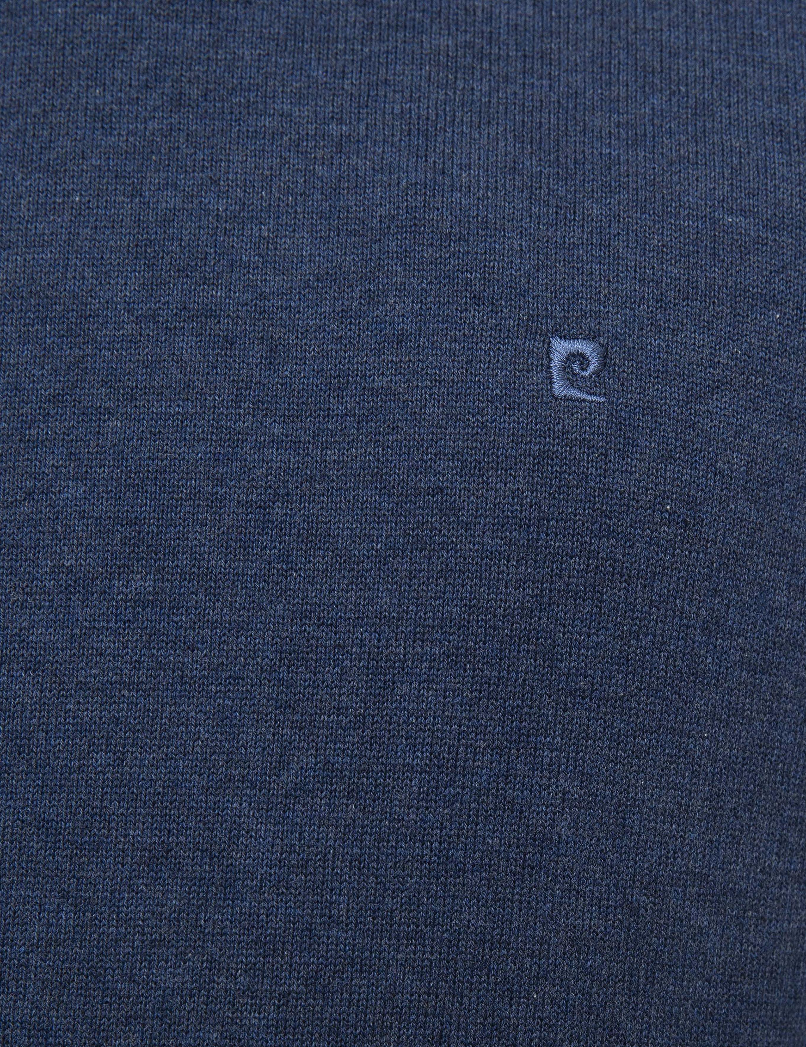 İndigo Mavi Melanj Slim Fit Bisiklet Yaka Basic Triko Kazak