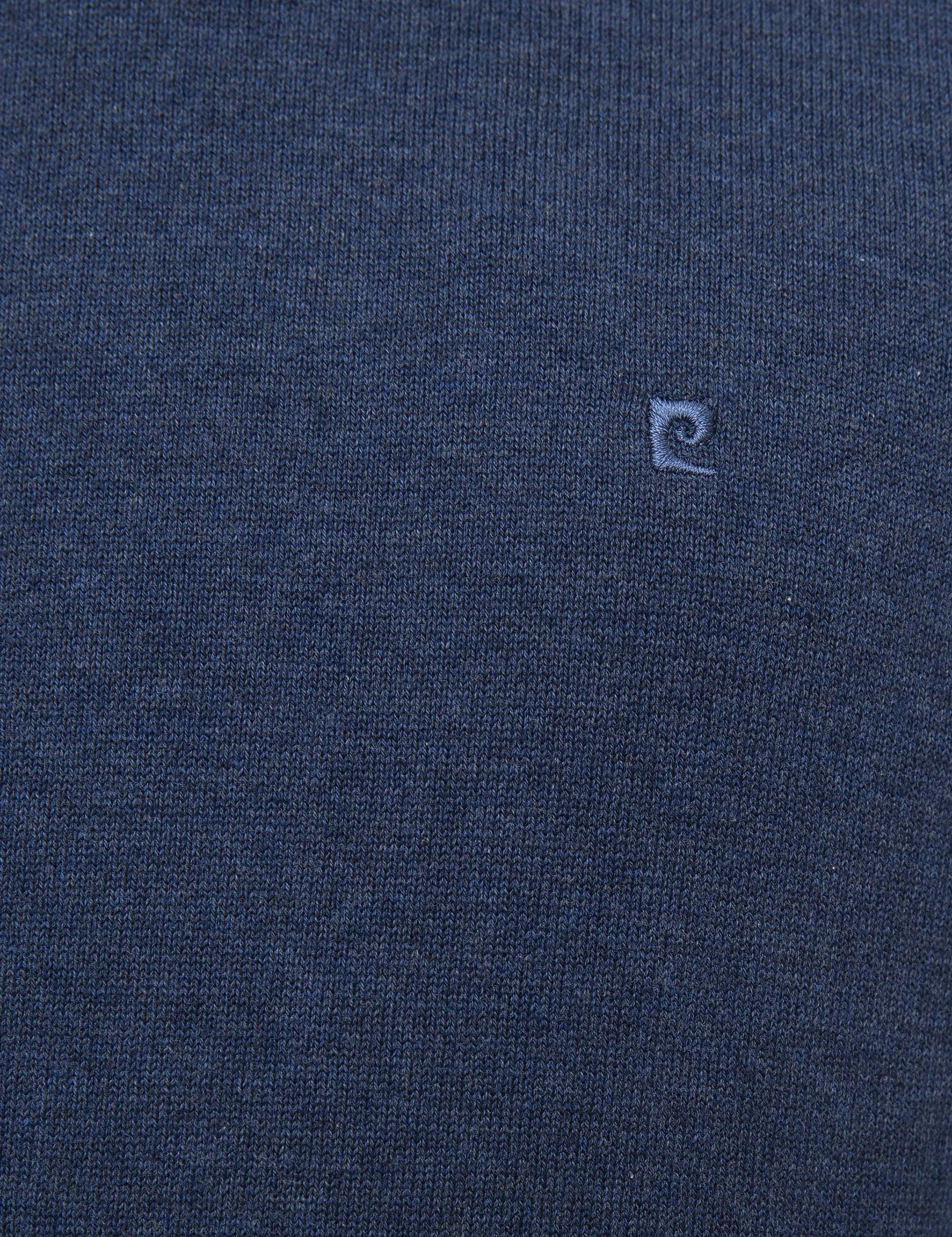 İndigo Mavi Melanj Slim Fit Bisiklet Yaka Basic Triko Kazak - Image 6